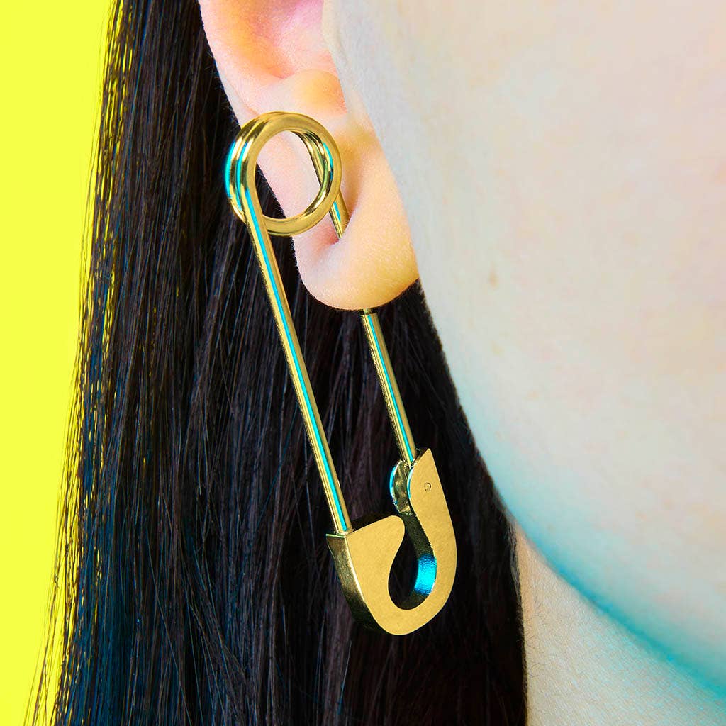 Oversized Safety Pin Earring: Silver / Single