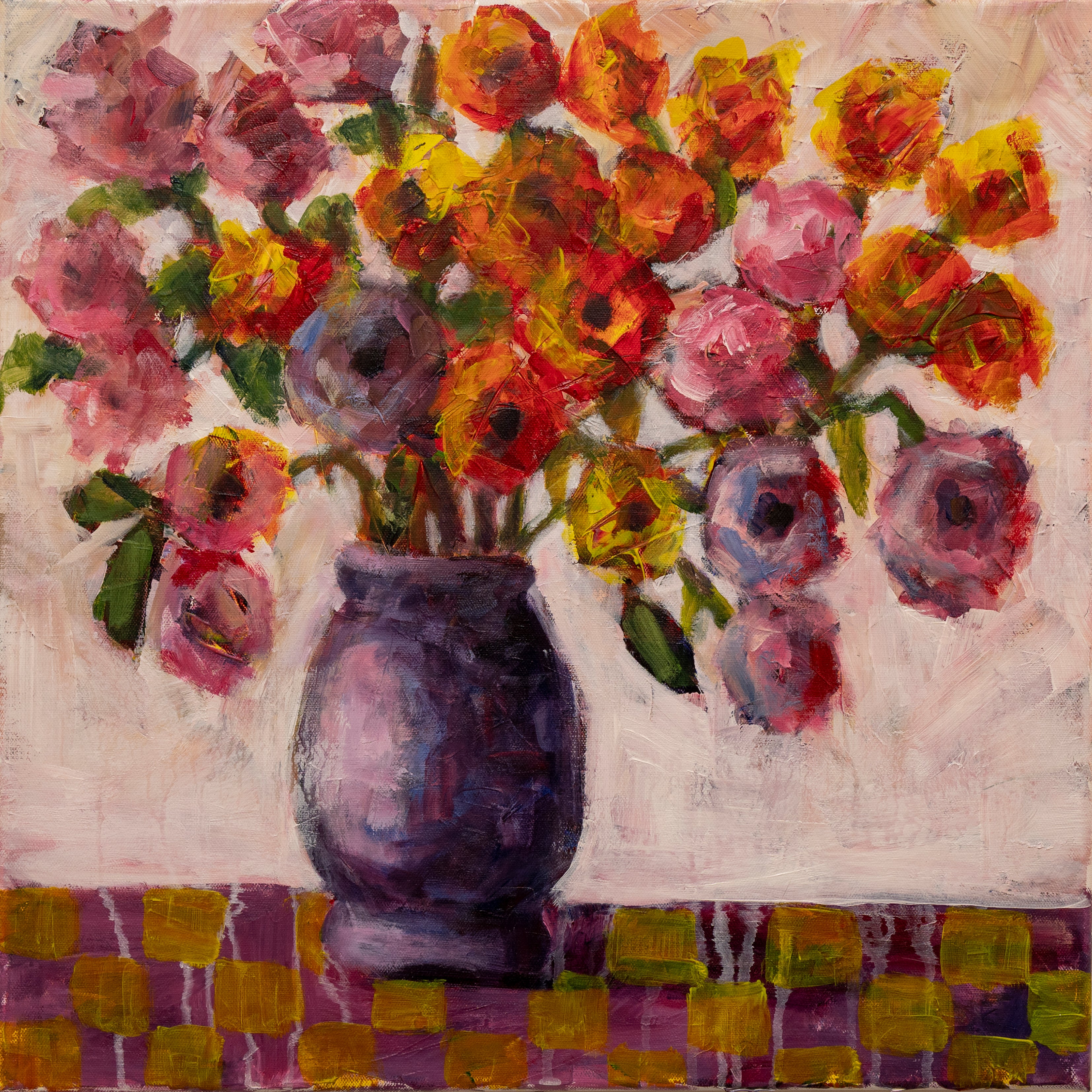Bouquet on Checkered Cloth