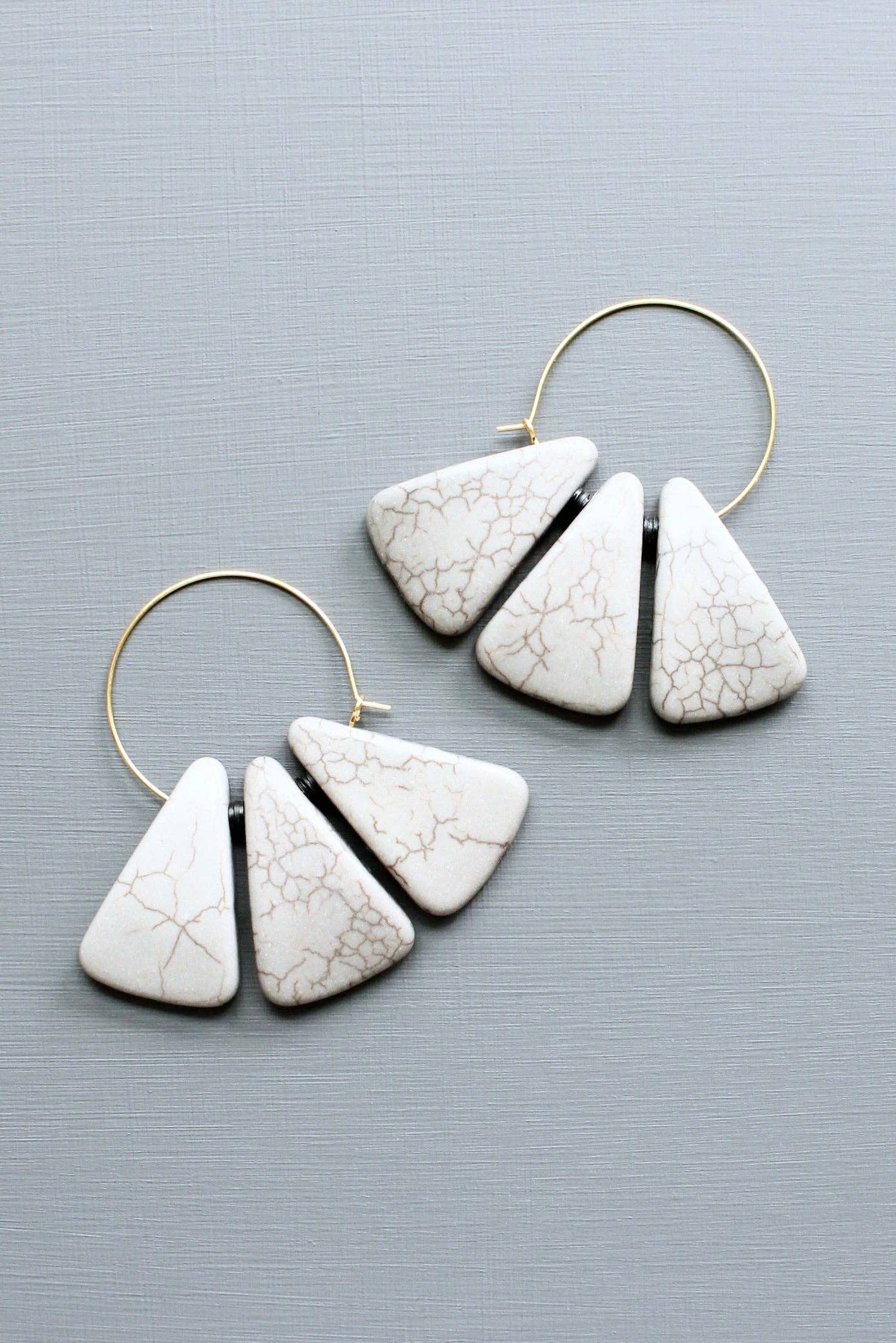 LEXE33 Gray lotus hoop earrings
