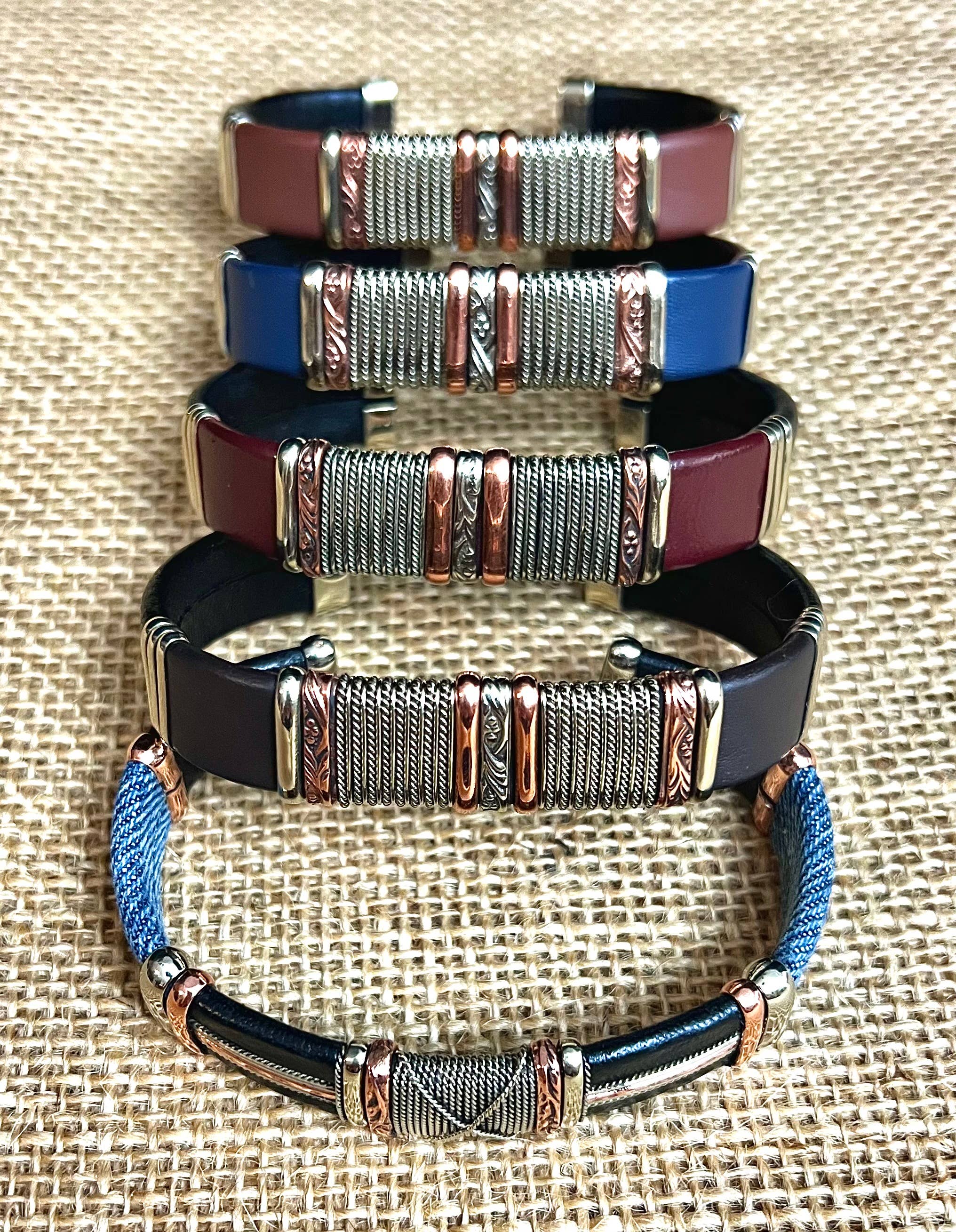 Mixed Large Leather Bracelets, Pack of 5
