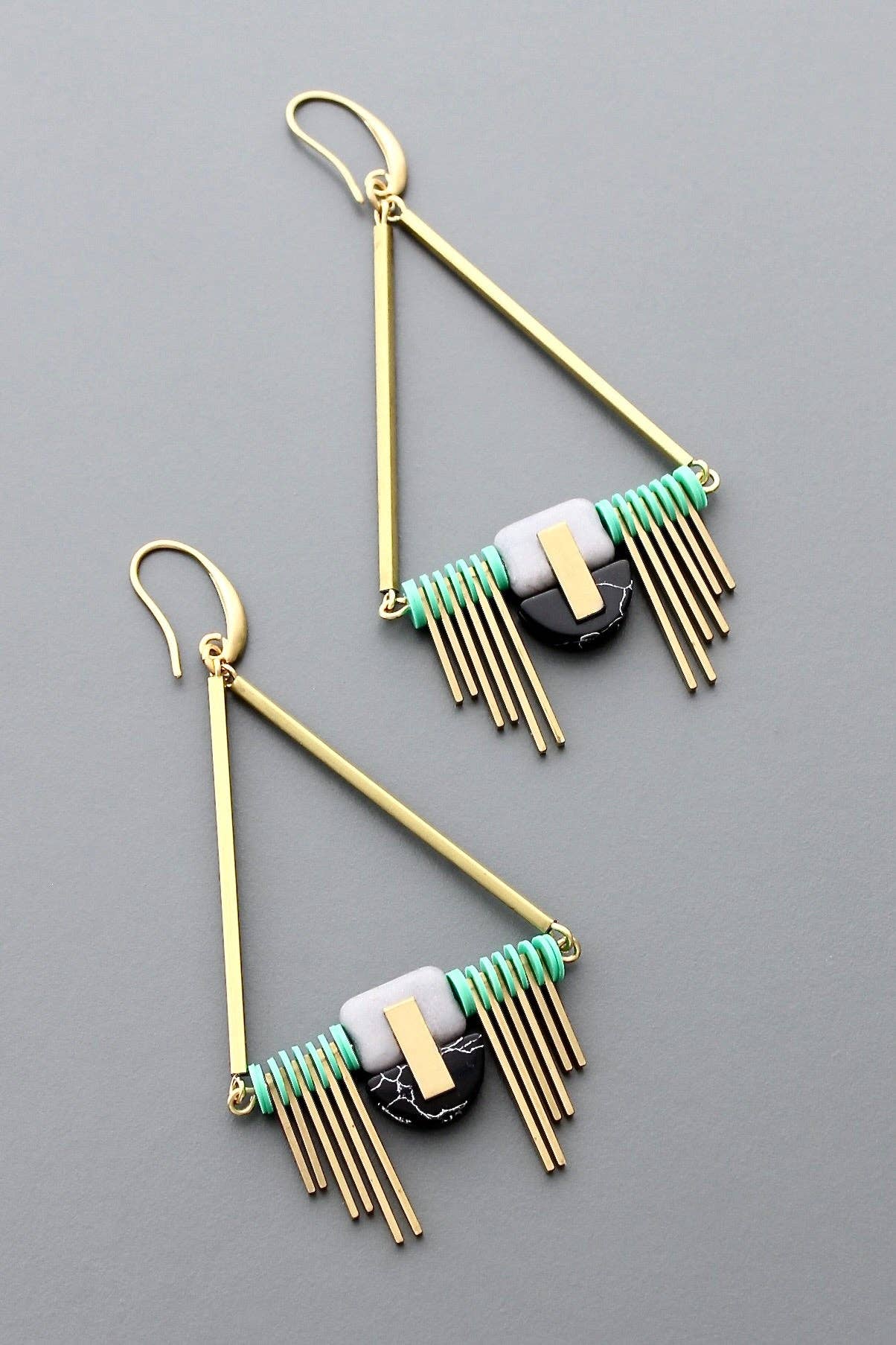 HYLE89 Mint and black Artdeco earrings