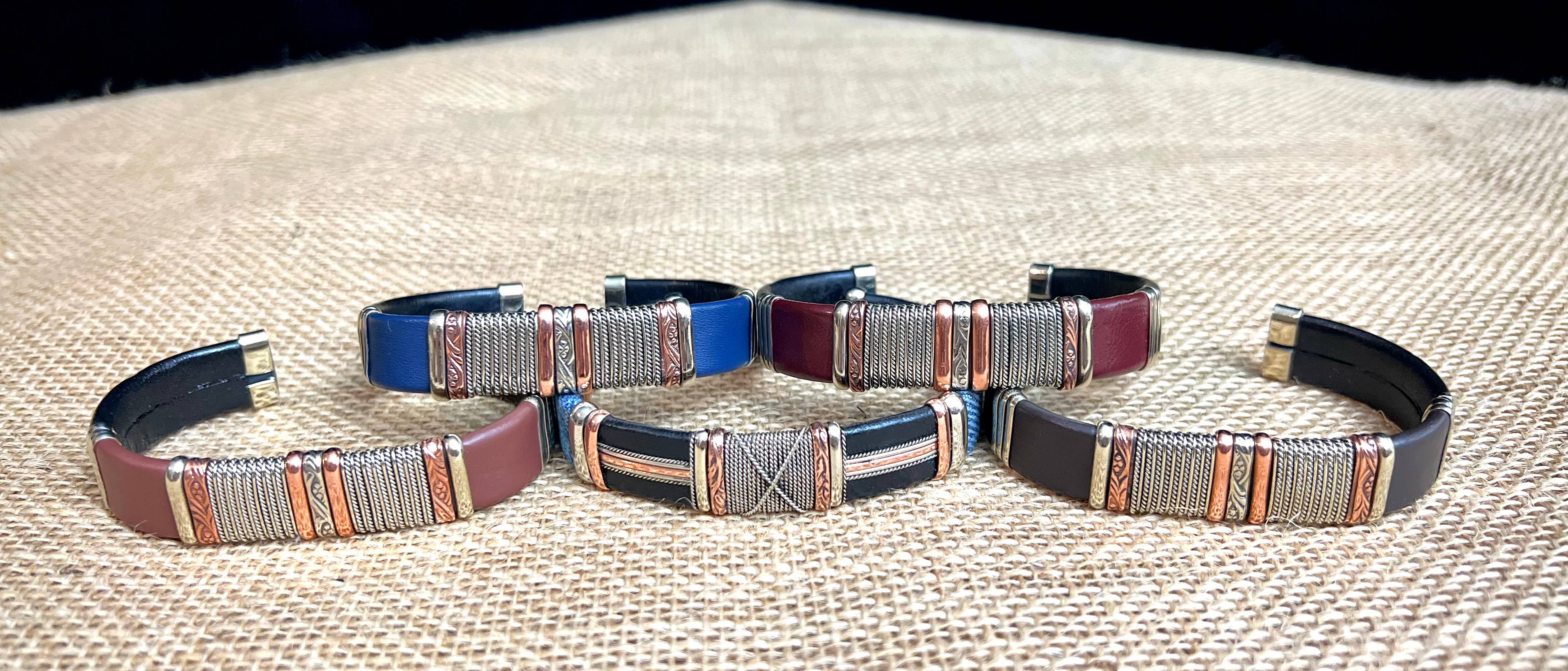 Mixed Large Leather Bracelets, Pack of 5