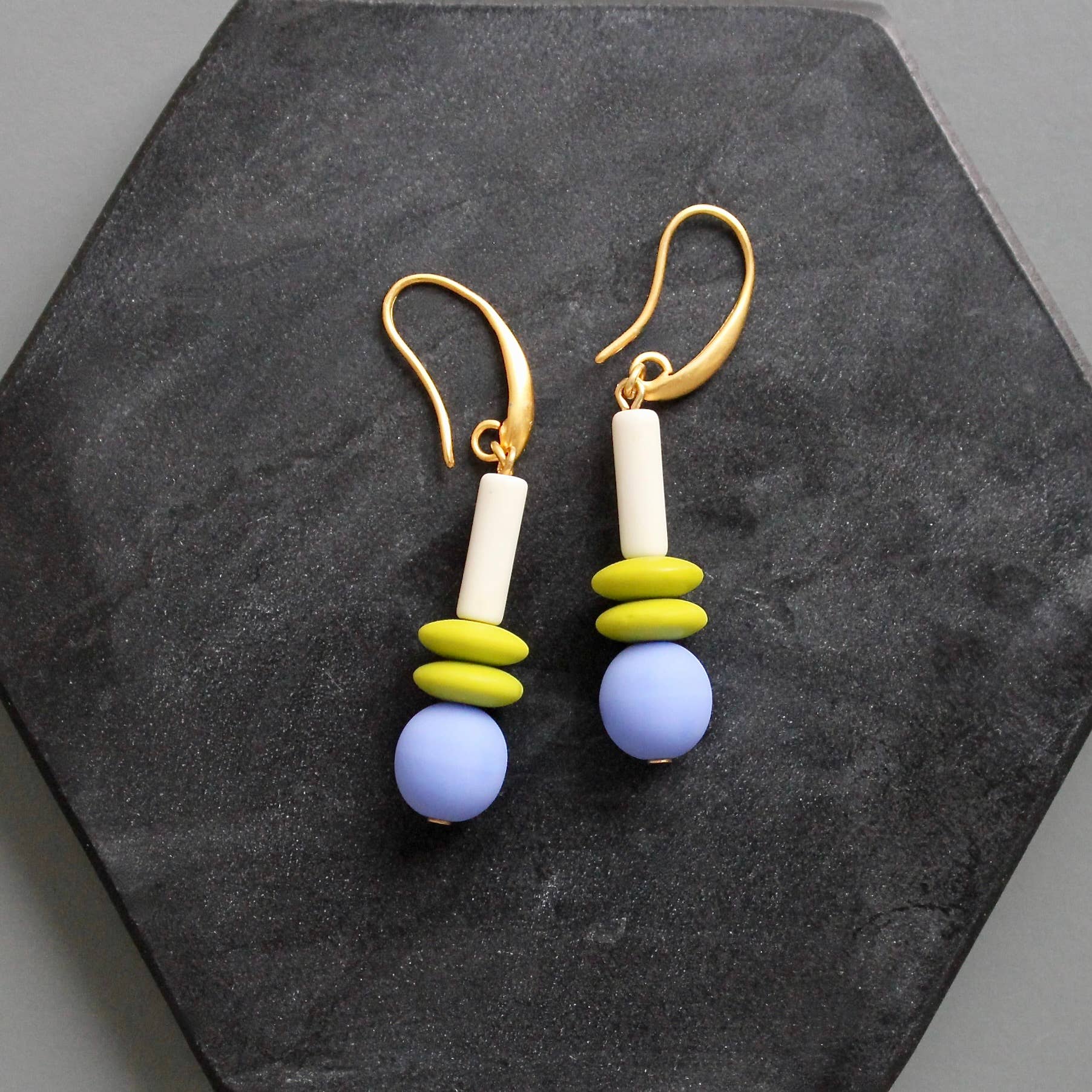 KYLE21 periwinkle and chartreuse earrings