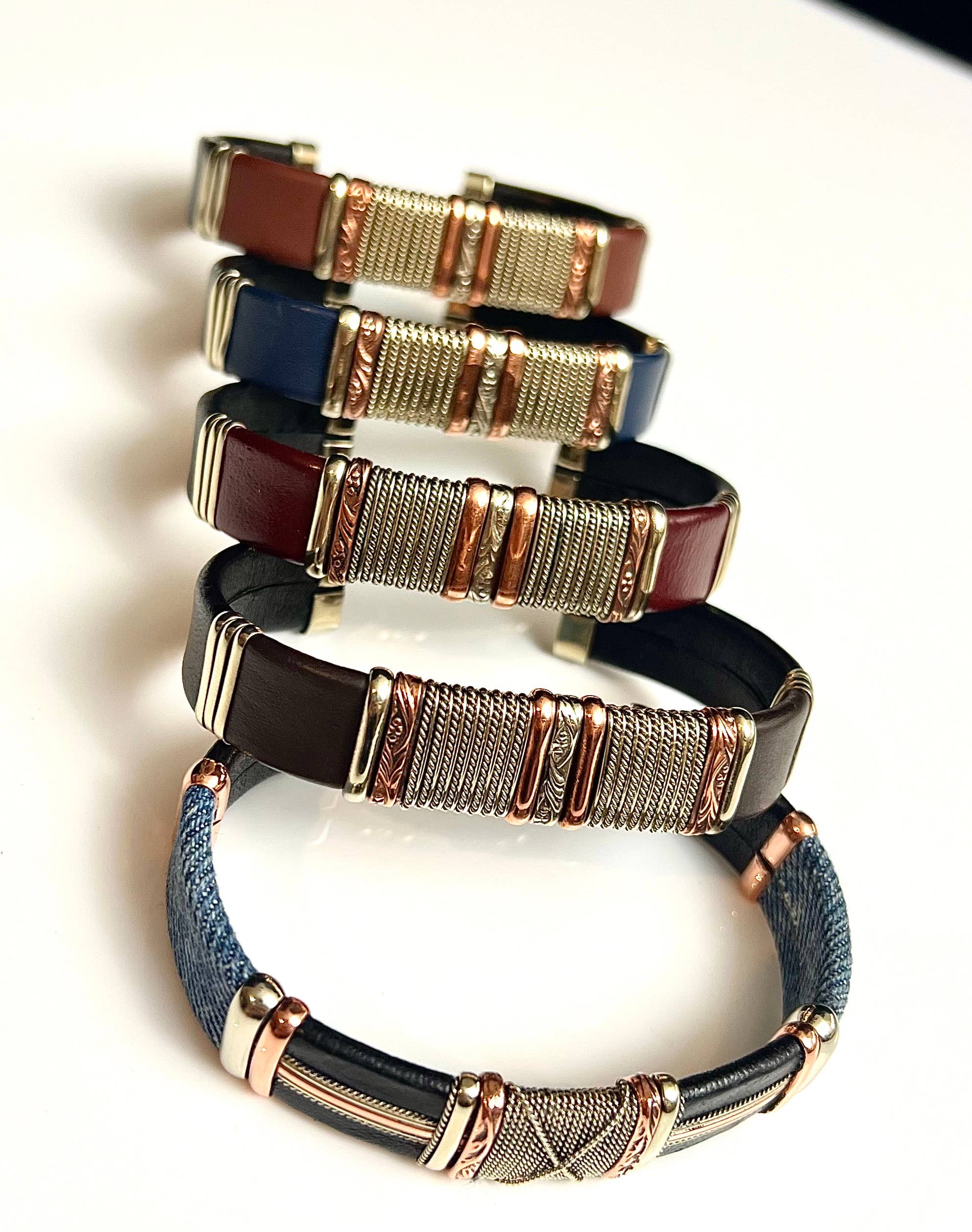 Mixed Large Leather Bracelets, Pack of 5