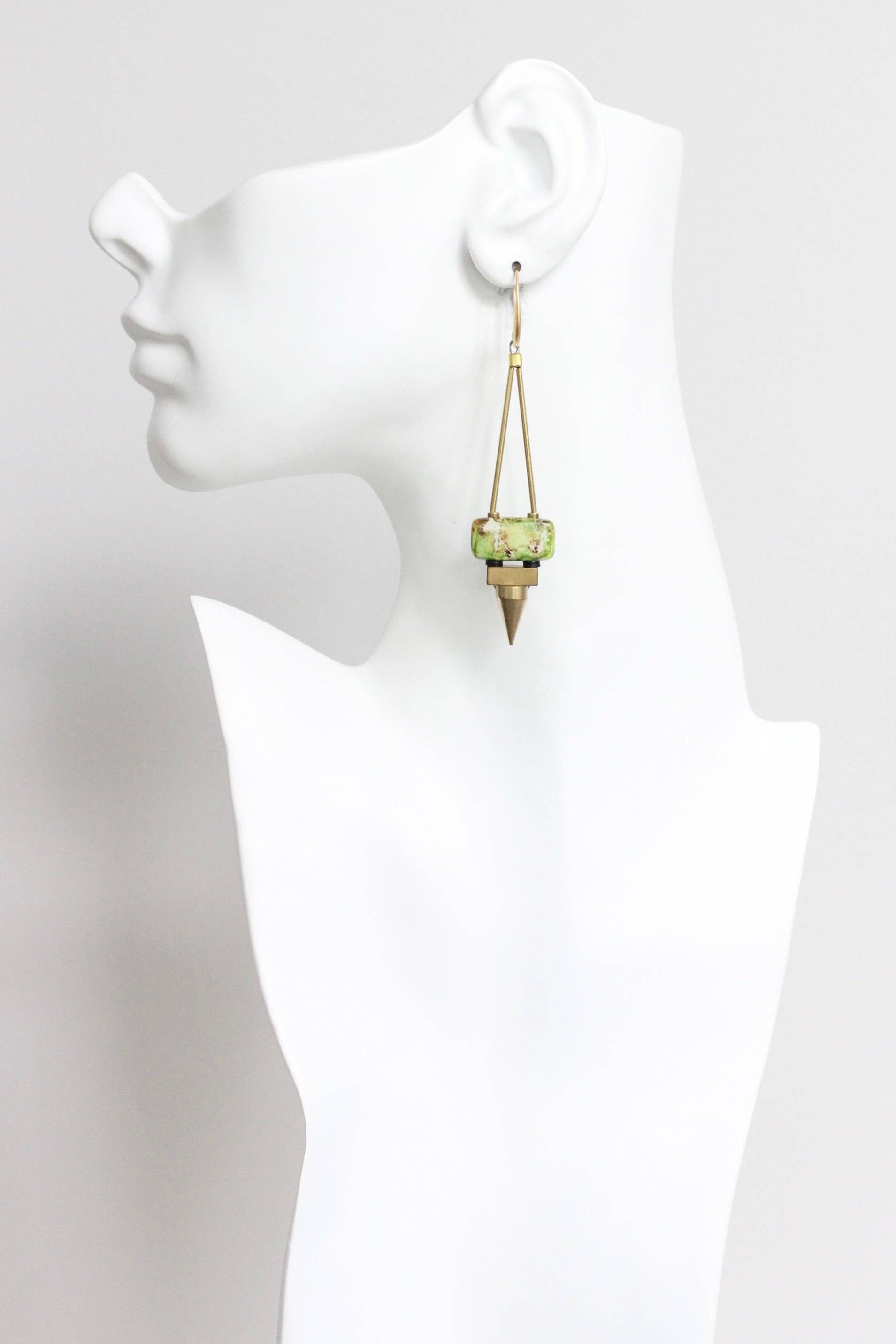 LEXE52 Green jasper spike earrings