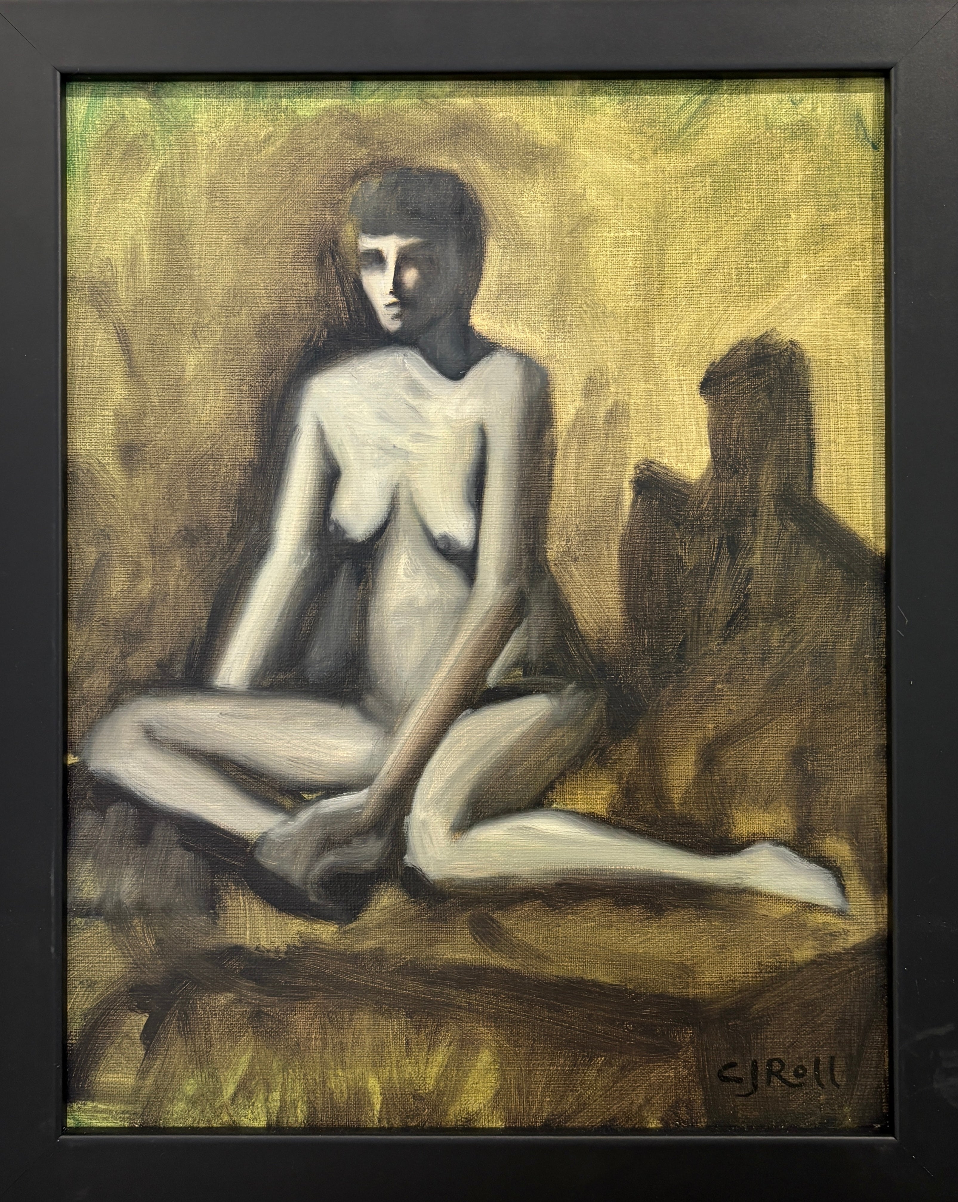 Seated Nude in Brown and Green