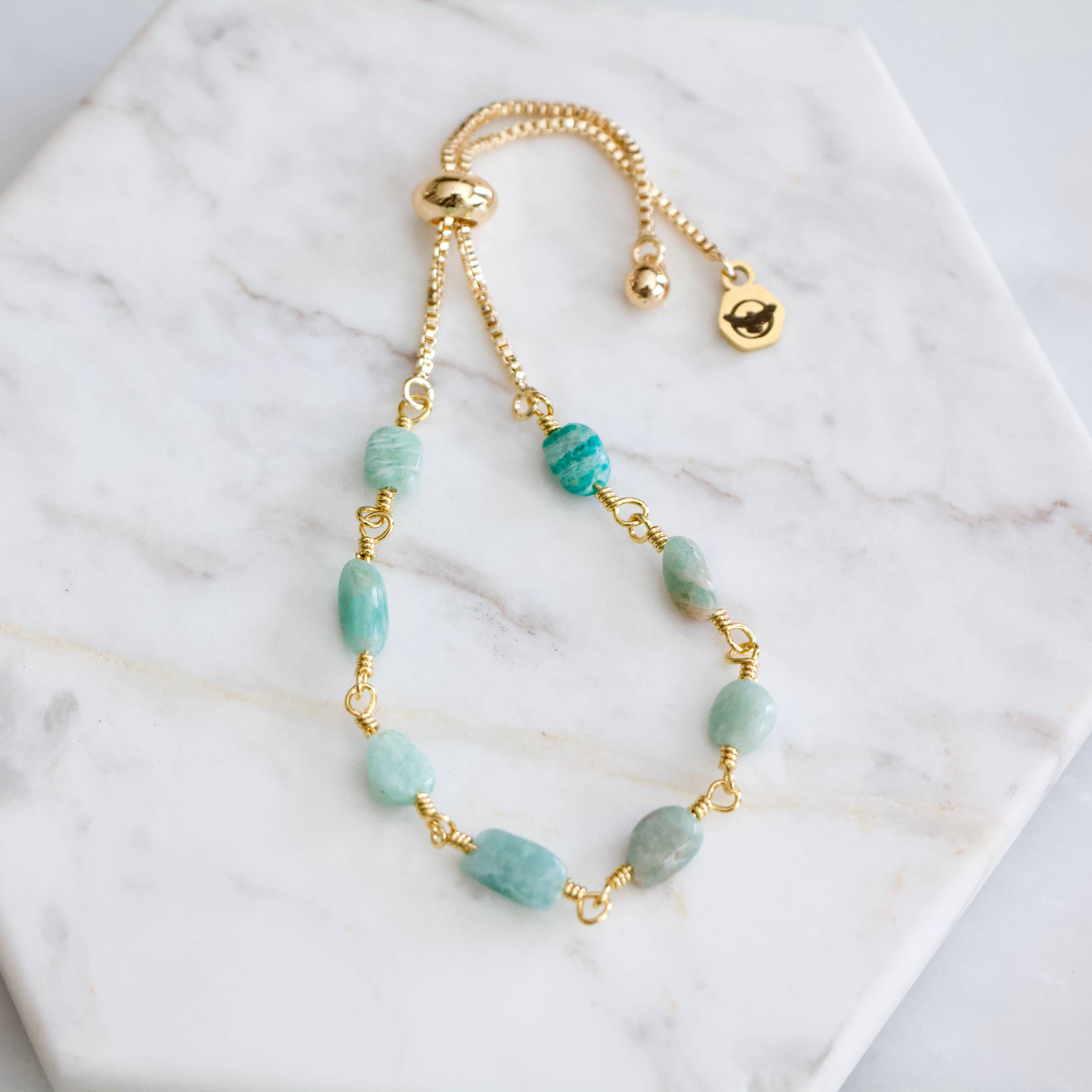 Stone Adjustable Bracelet, Amazonite, Labradorite, Turquoise: Amazonite