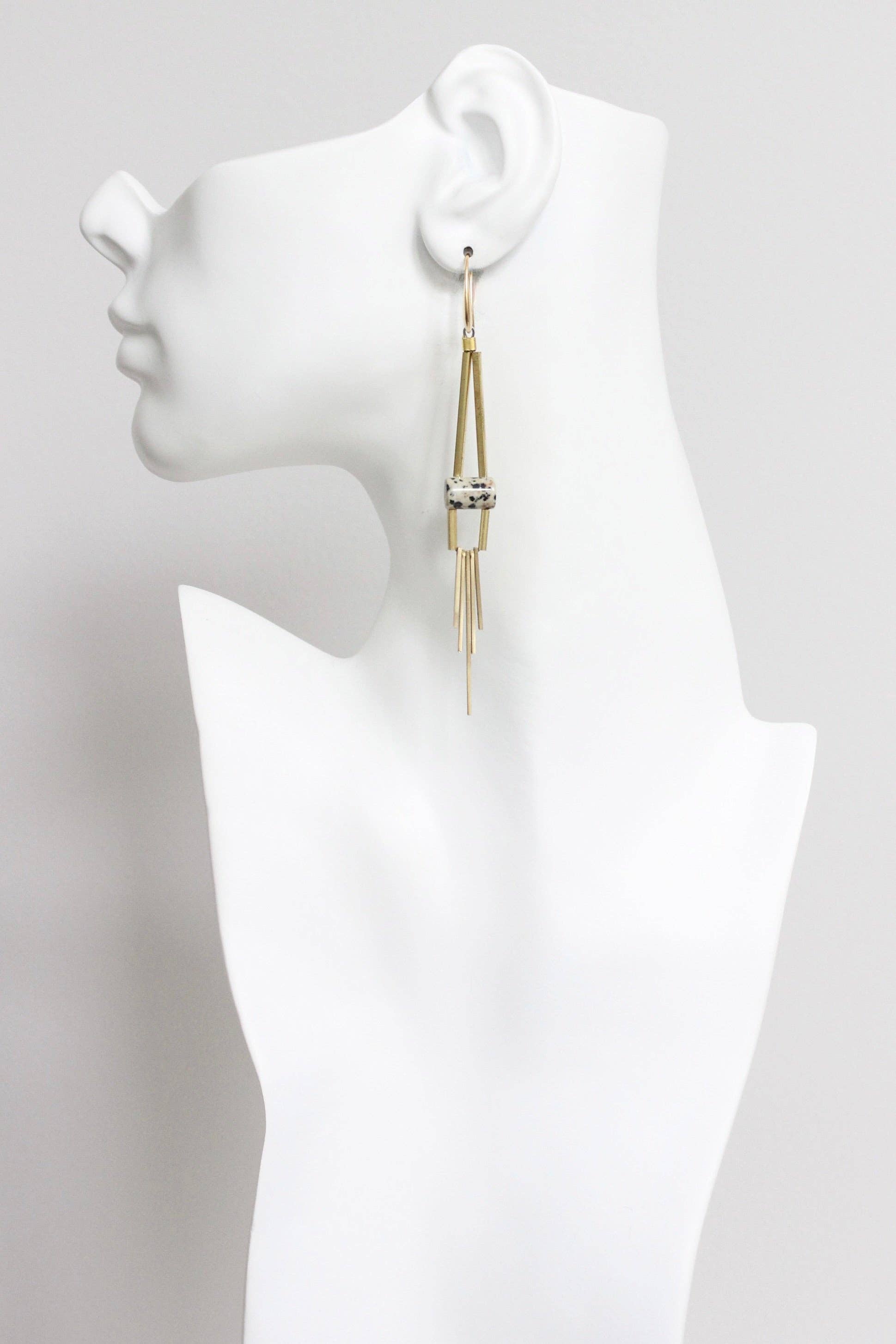 LEXE59 Dalmatian jasper geometric earrings