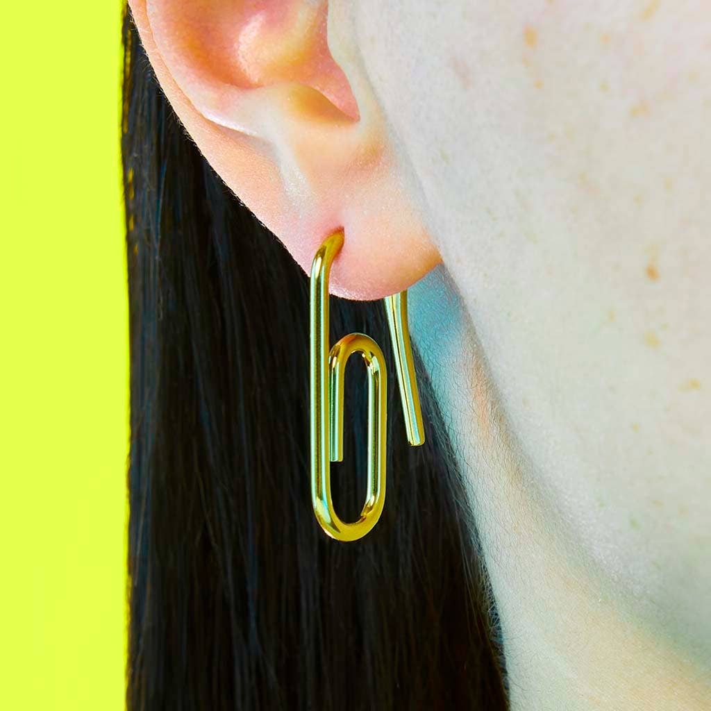 Mini Paper Clip Earring: Gold / Single