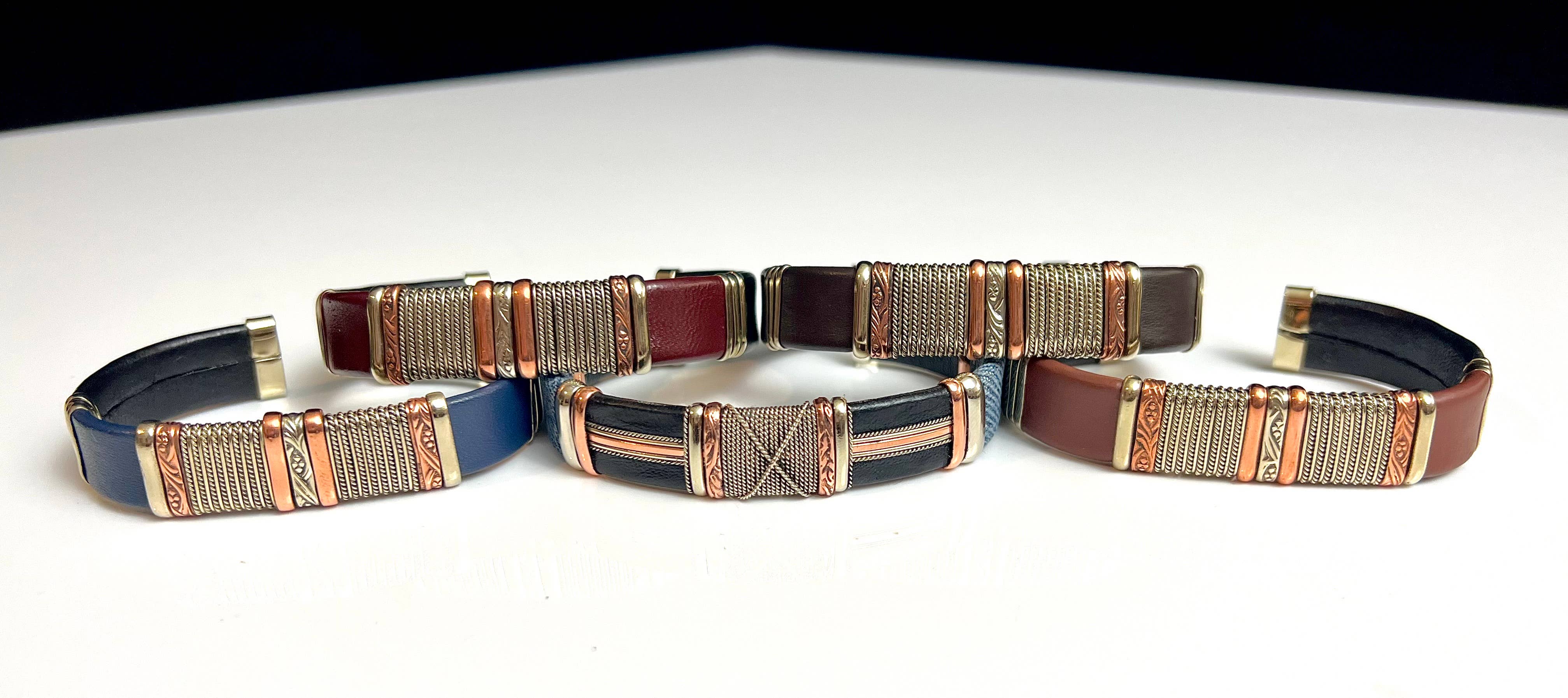 Mixed Large Leather Bracelets, Pack of 5