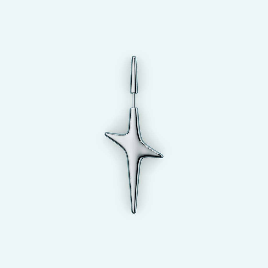 Mini Pierced Star Earring: Silver / Single