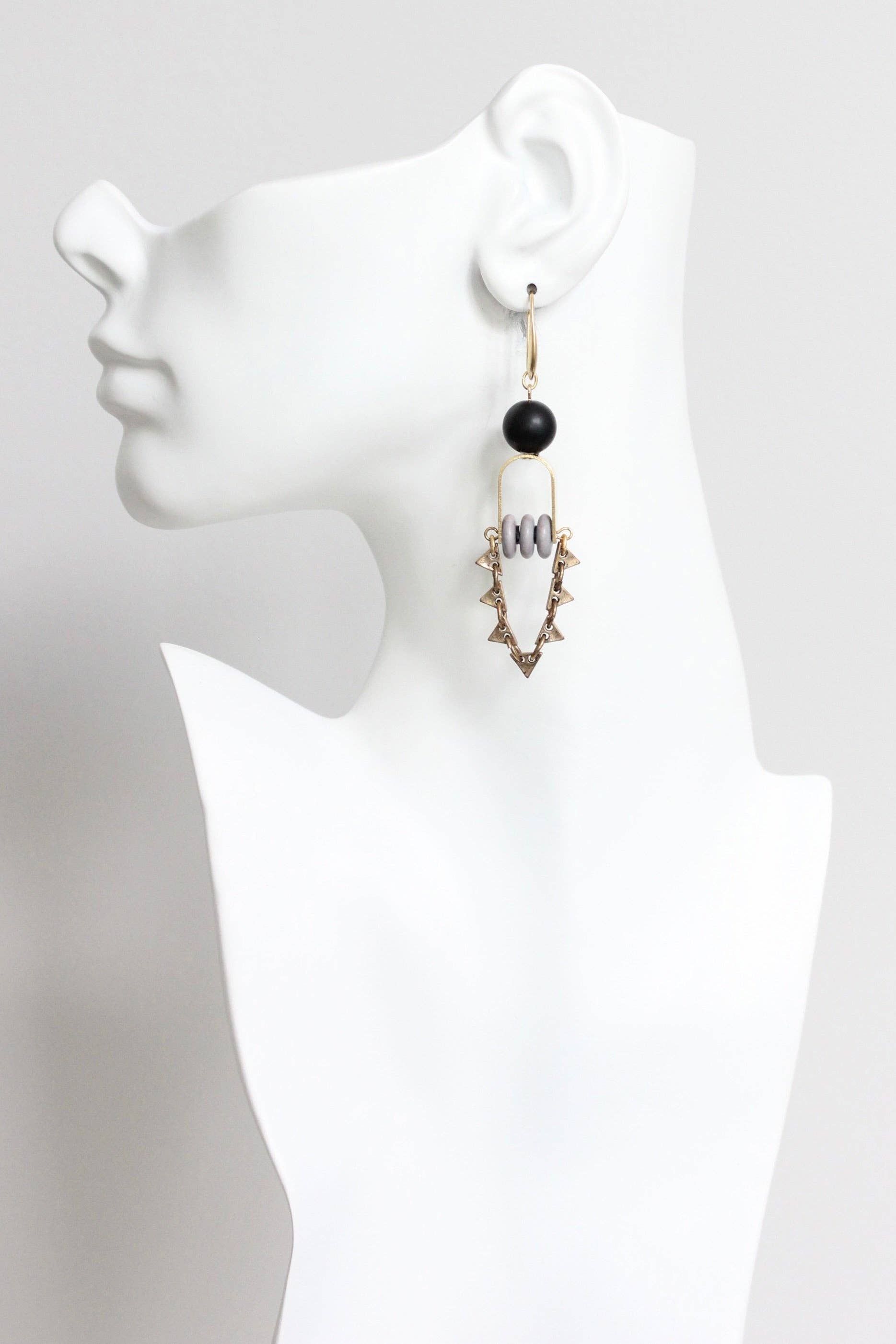 LEXE50 Lavender gray and black ArtDeco earrings