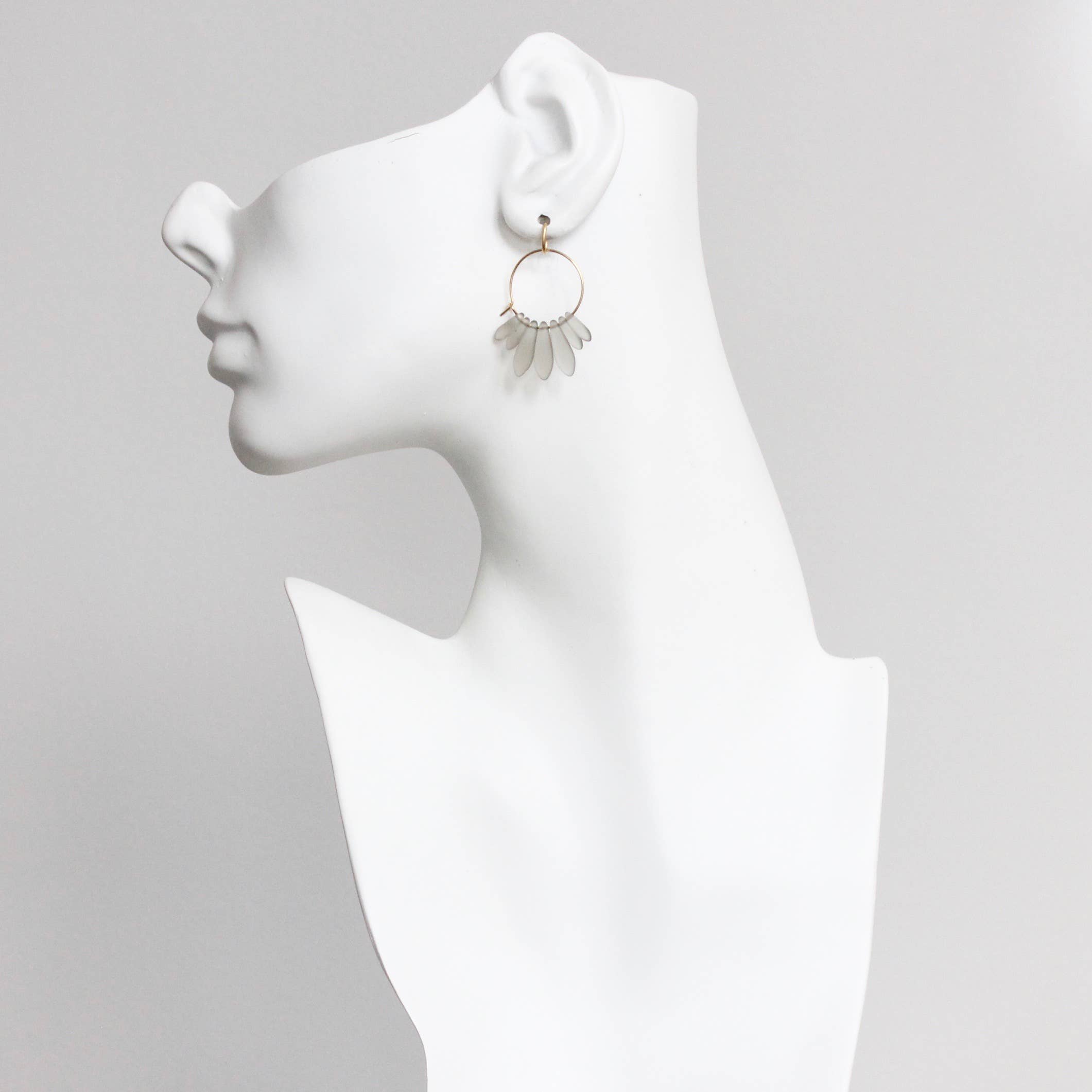 CHRE09 Black diamond matte glass small hoop earrings