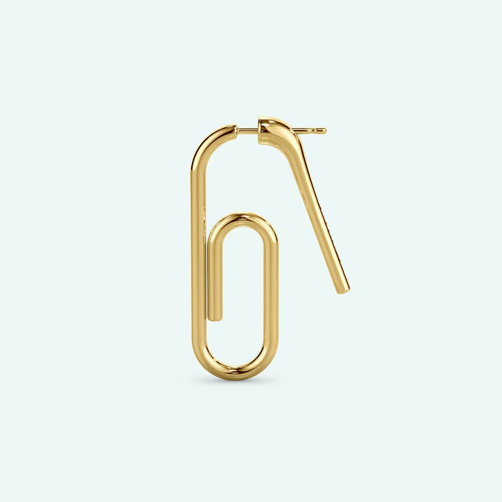 Mini Paper Clip Earring: Gold / Single