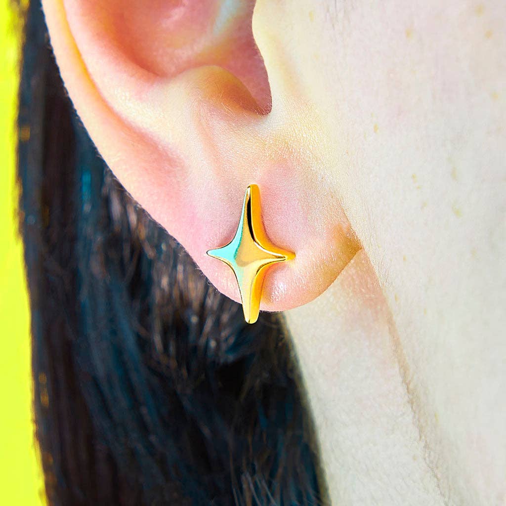 Puffy Stud Earrings - Big Sparkle: Gold / Pair
