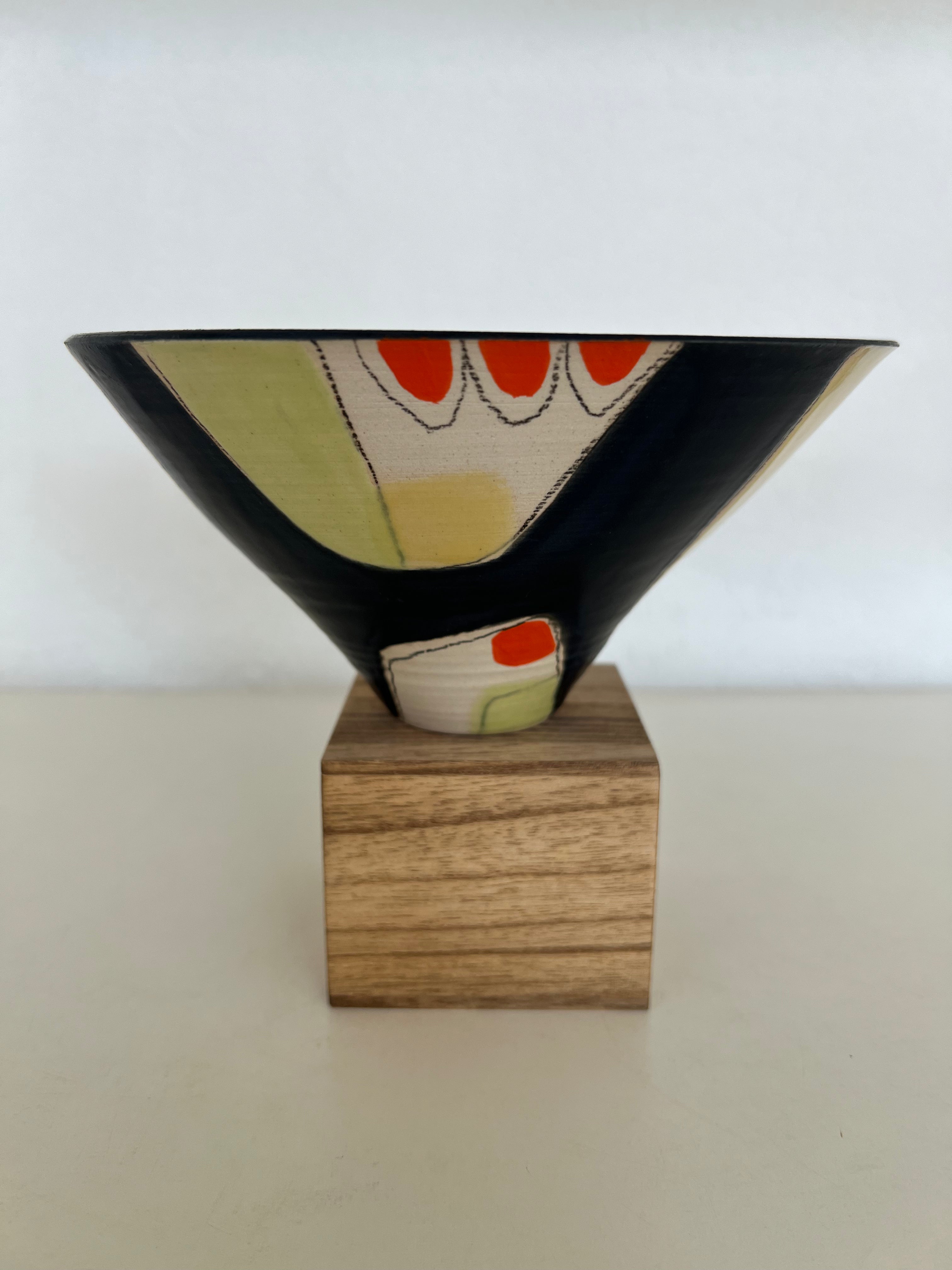 Orange Green and Black "V" Bowl
