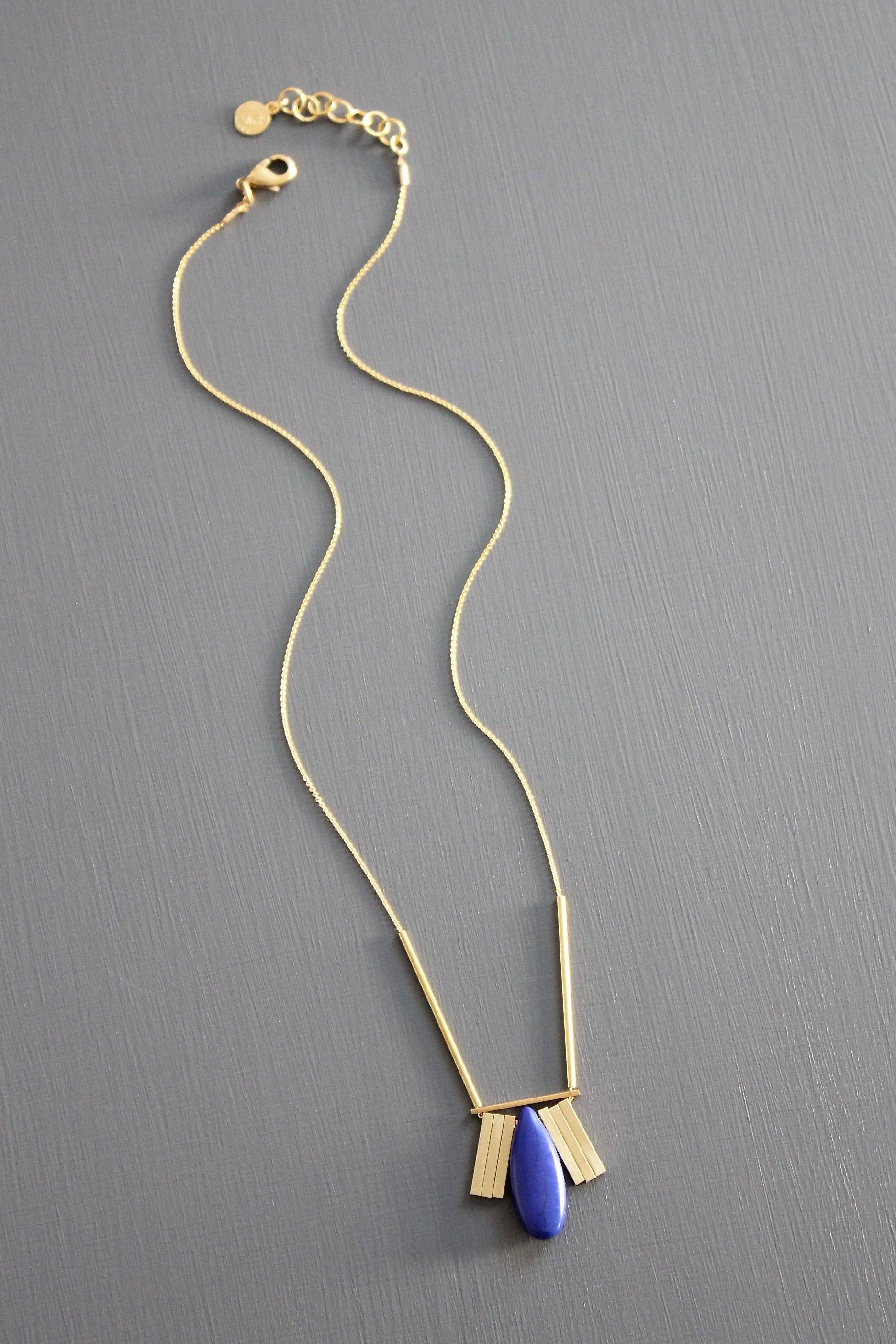 KYL717 Artdeco pendant lapis necklace