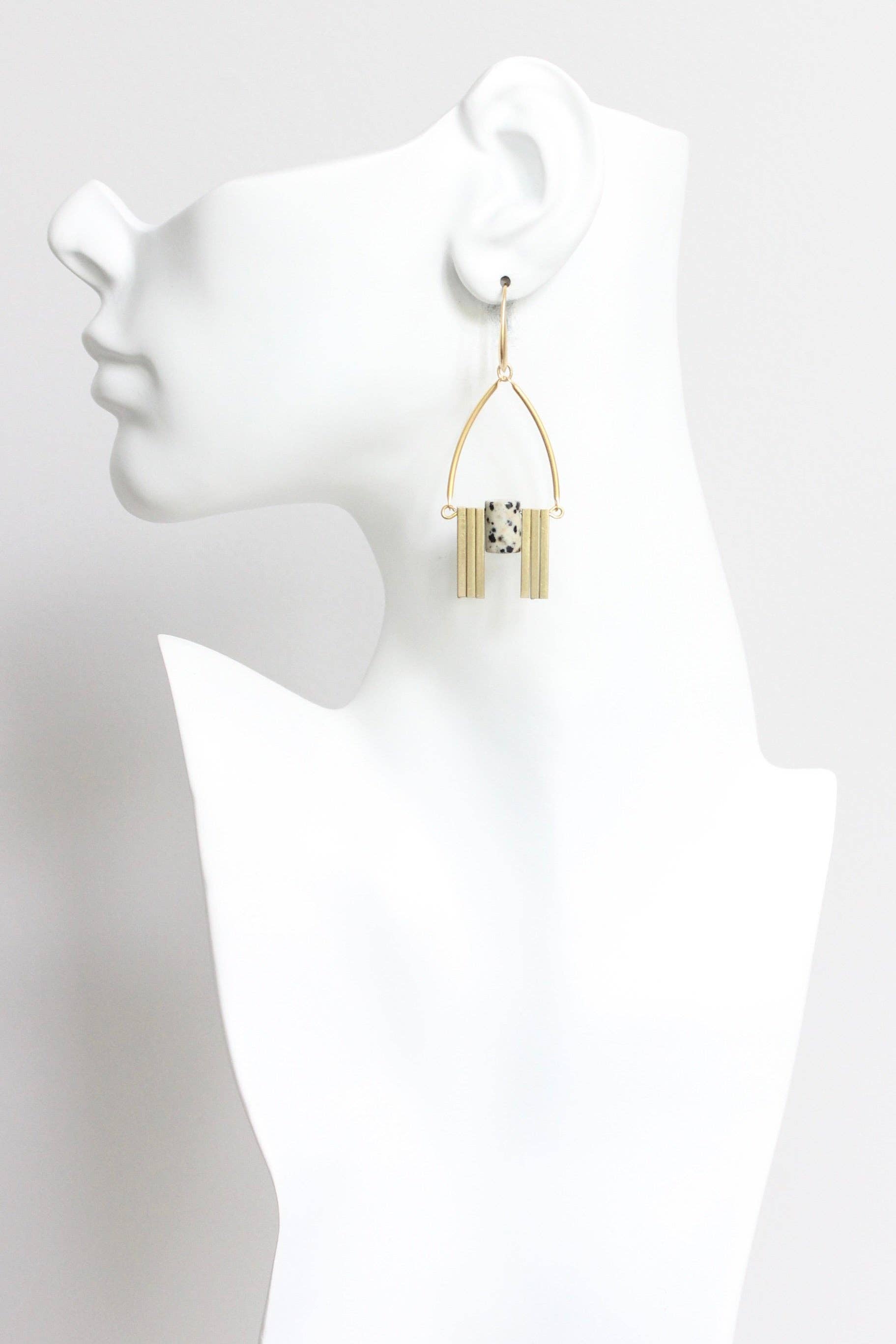 LEXE35 ArtDeco Dalmatian jasper earrings