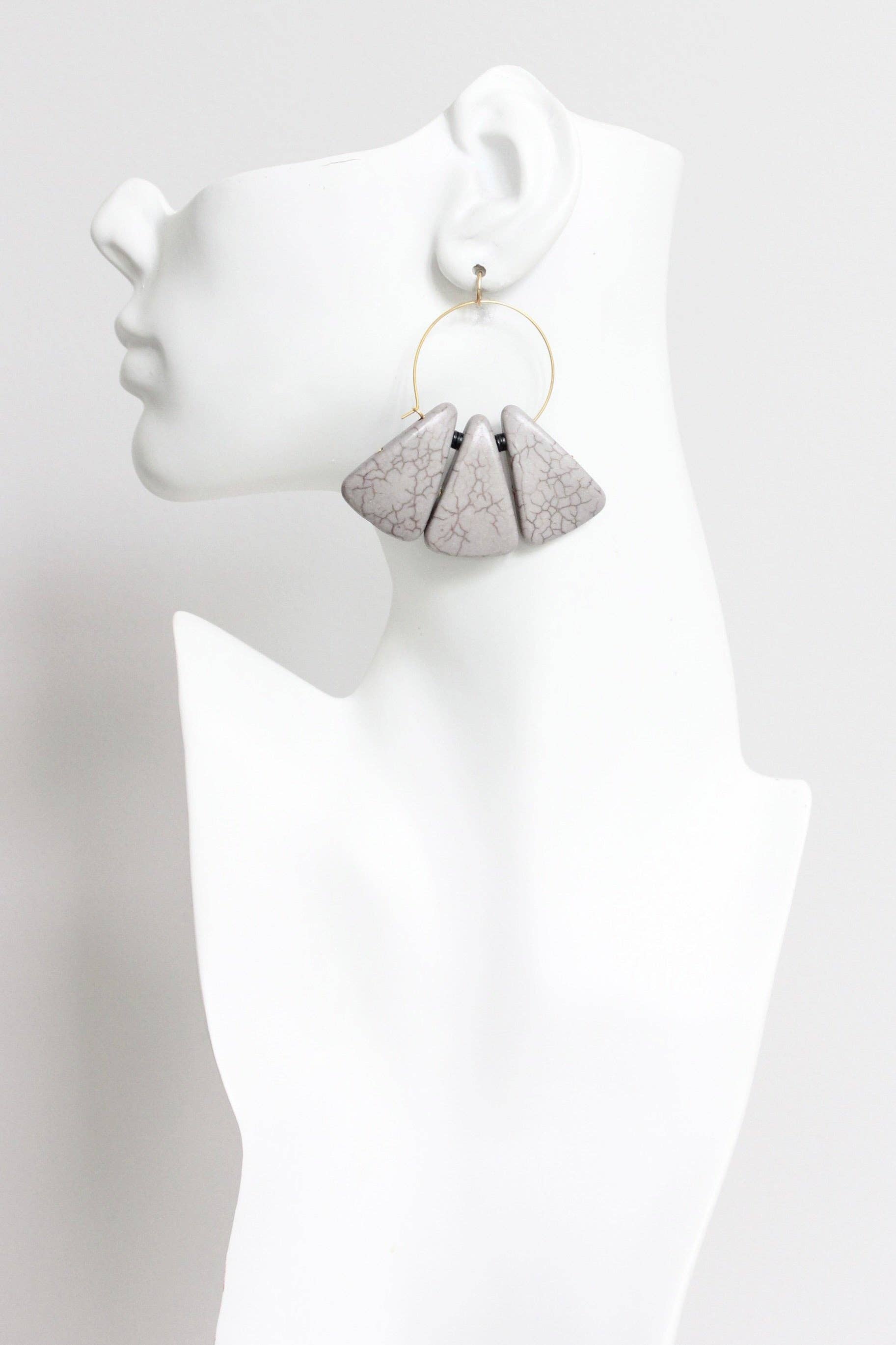 LEXE33 Gray lotus hoop earrings