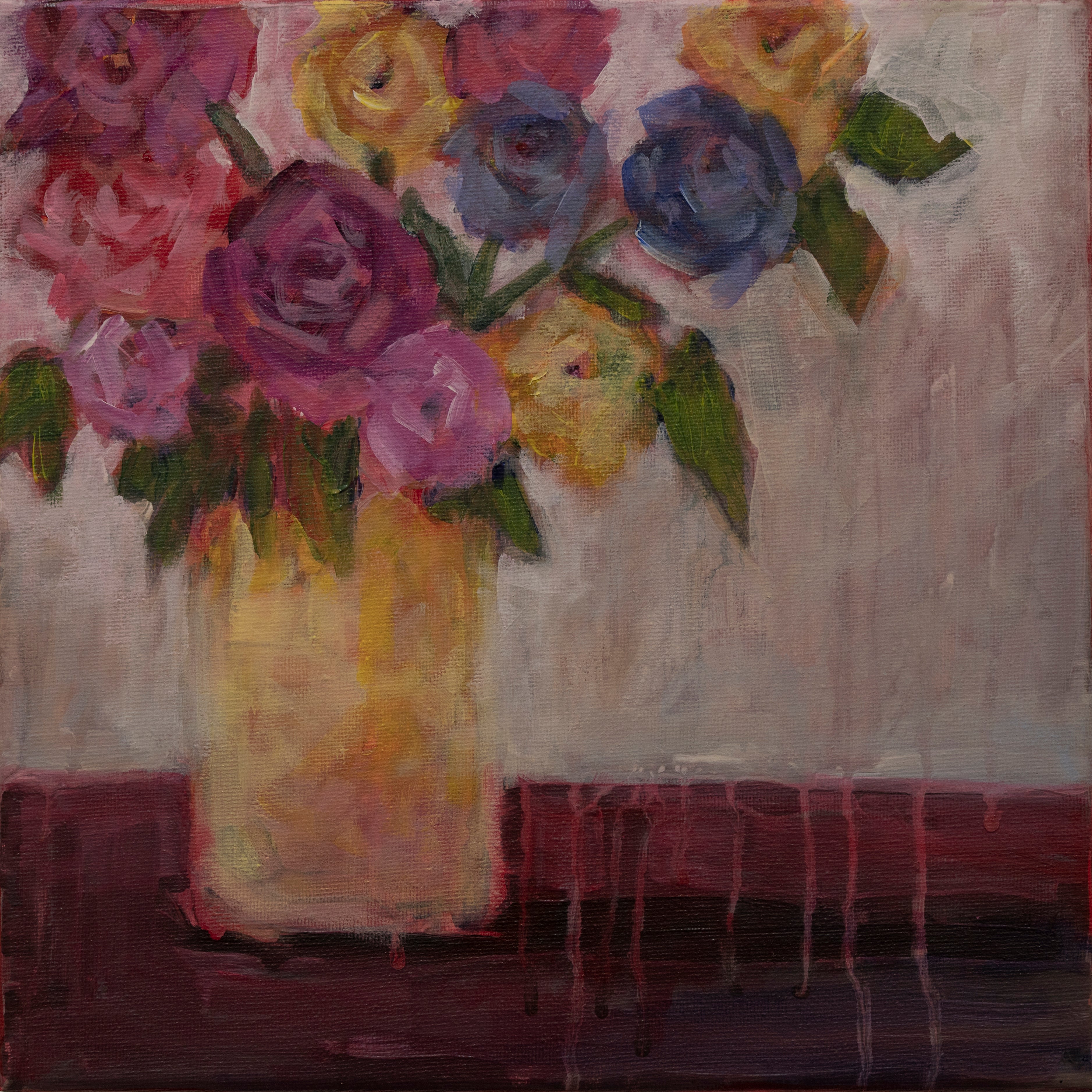 Bouquet on Crimson Cloth