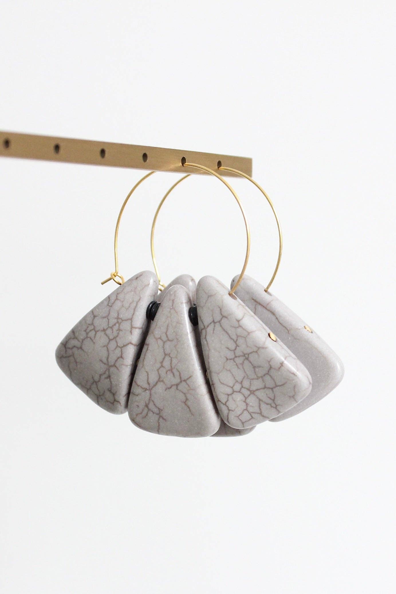 LEXE33 Gray lotus hoop earrings