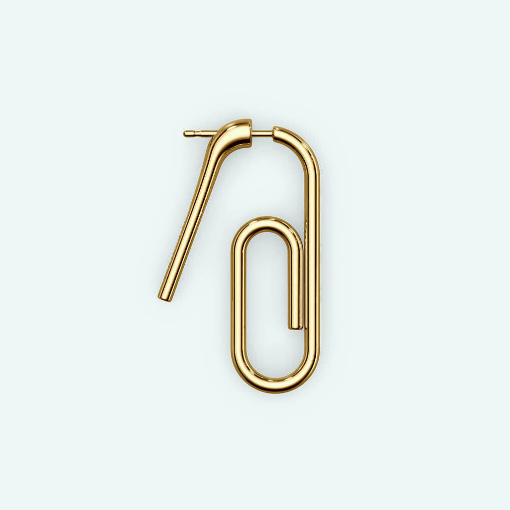 Mini Paper Clip Earring: Gold / Single