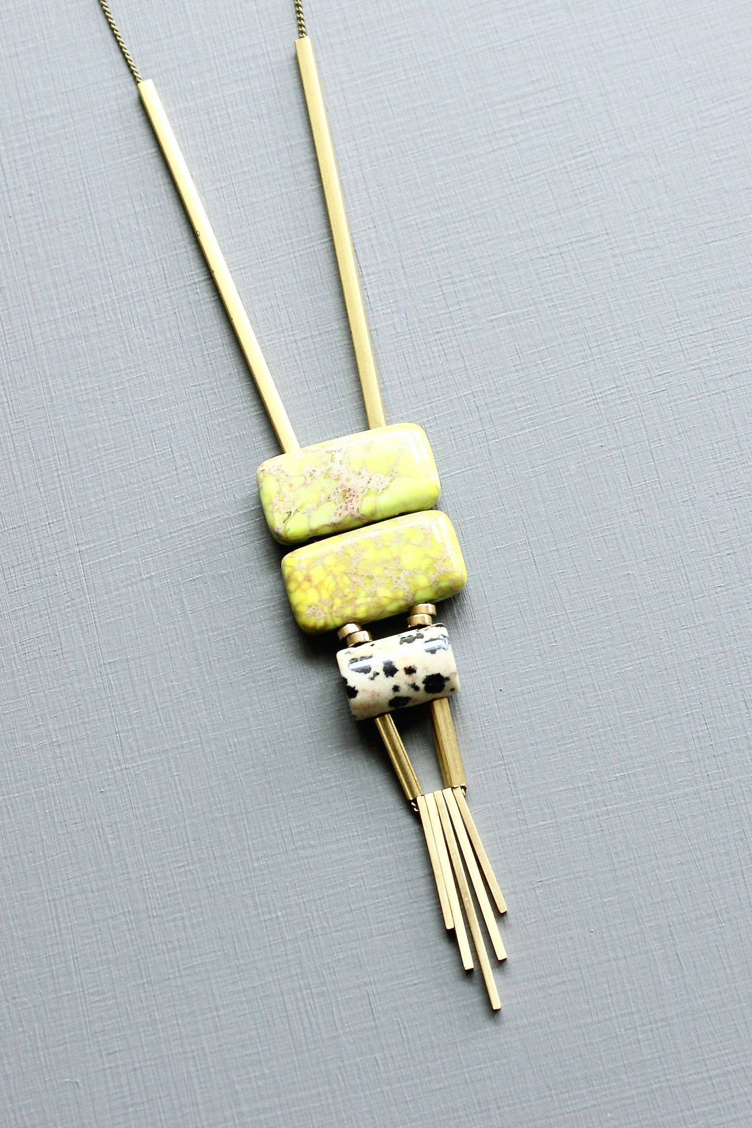 LEX130 Jasper ArtDeco pendant necklace
