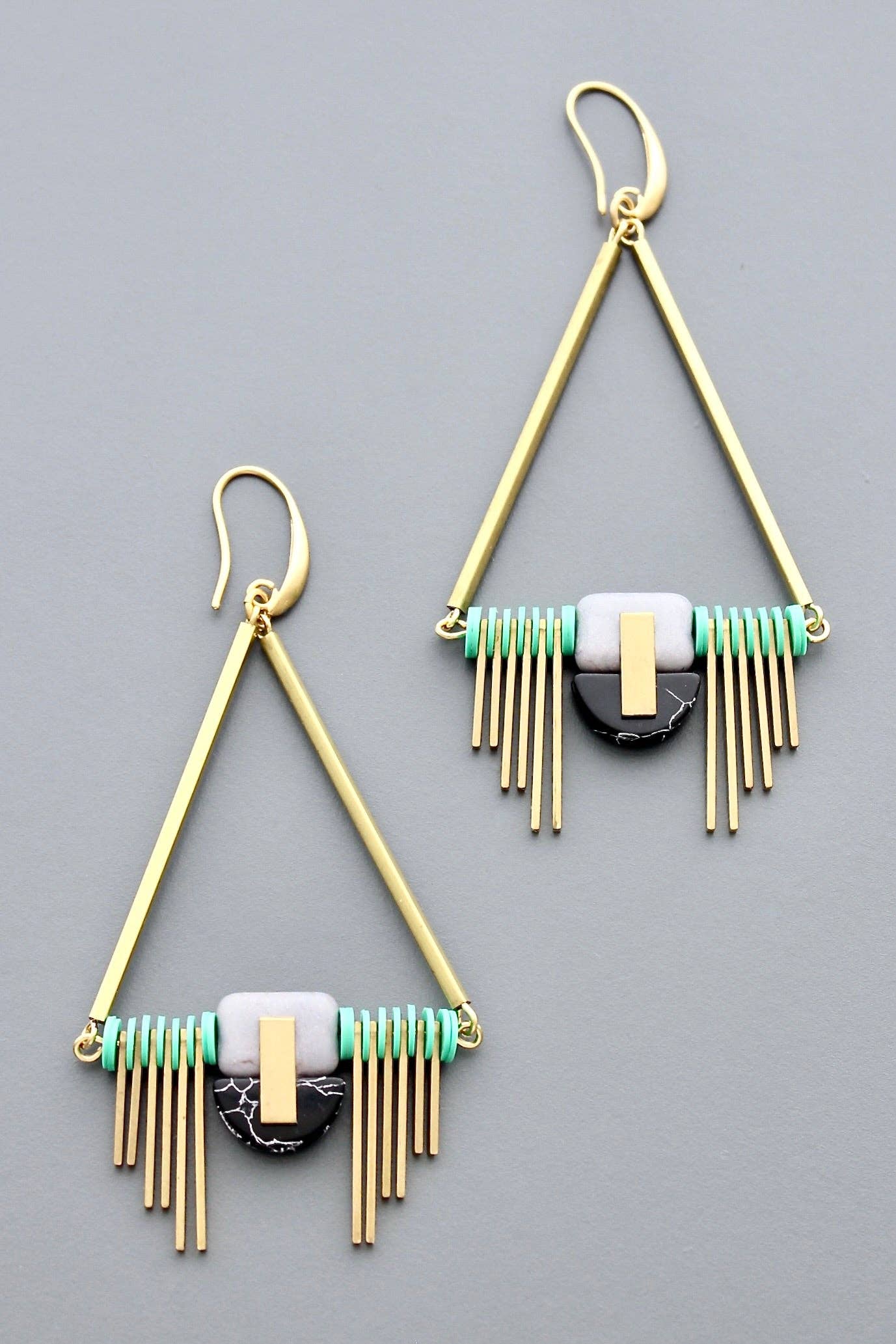HYLE89 Mint and black Artdeco earrings