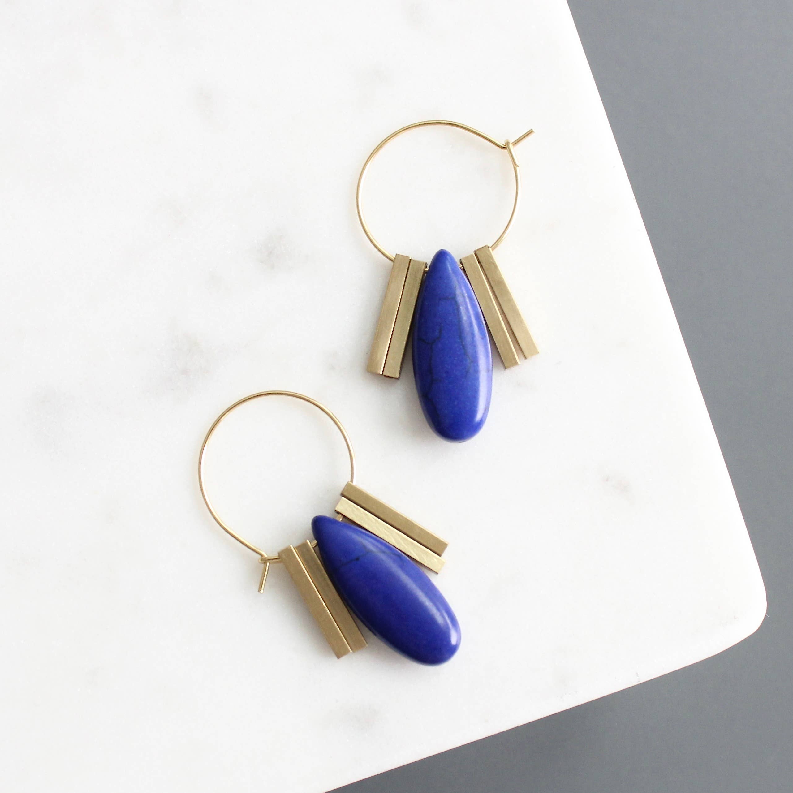 KYLE12 cobalt Artdeco hoop earrings