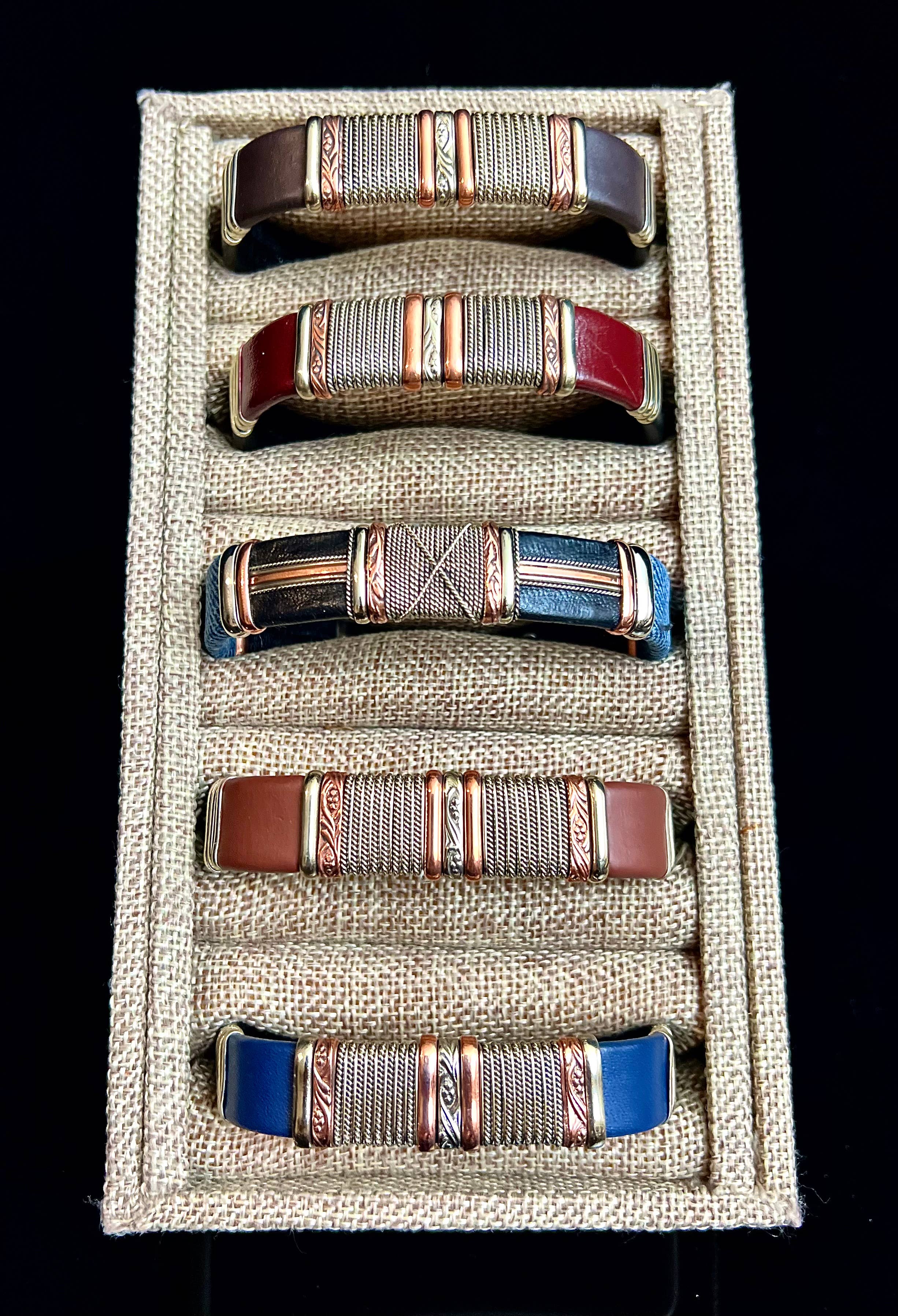 Mixed Large Leather Bracelets, Pack of 5
