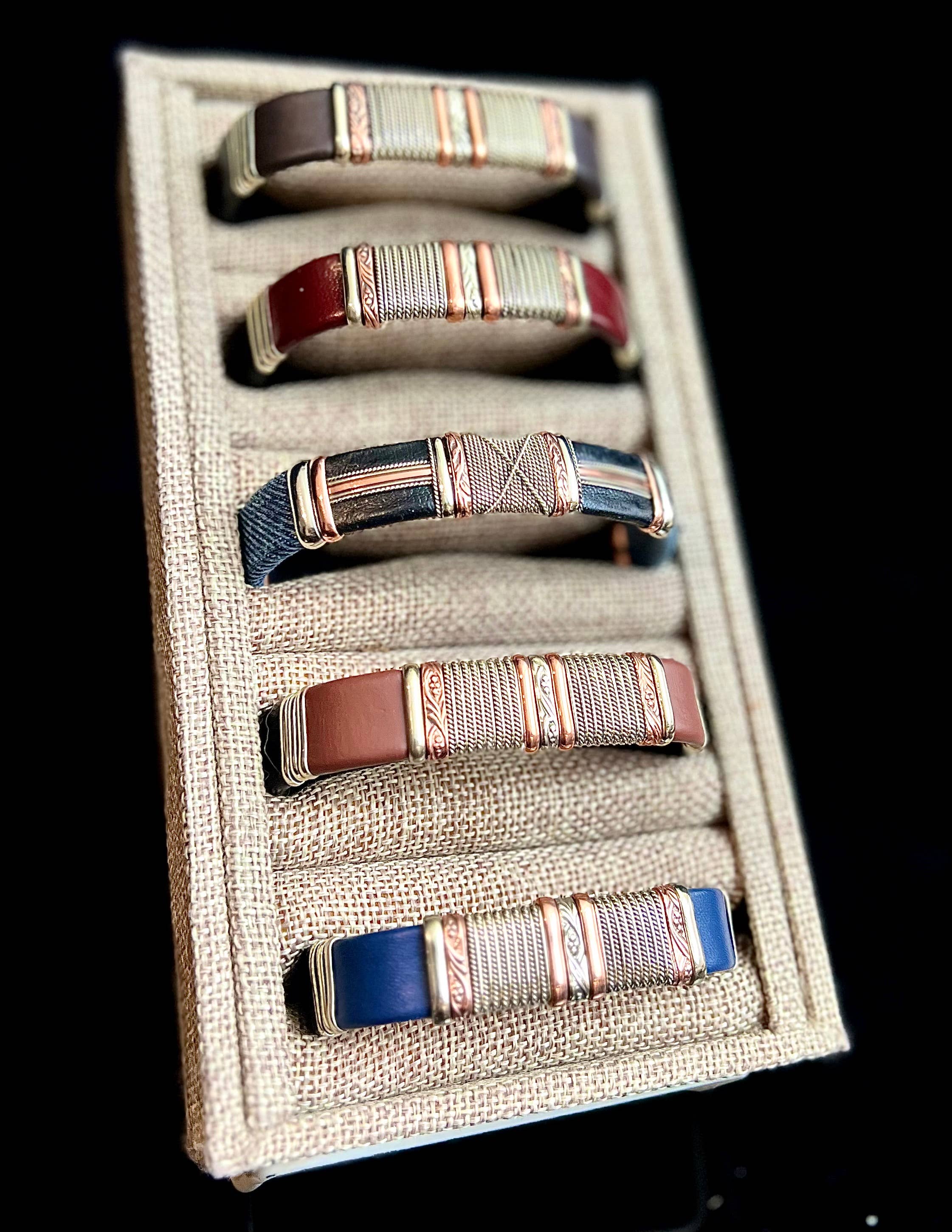 Mixed Large Leather Bracelets, Pack of 5