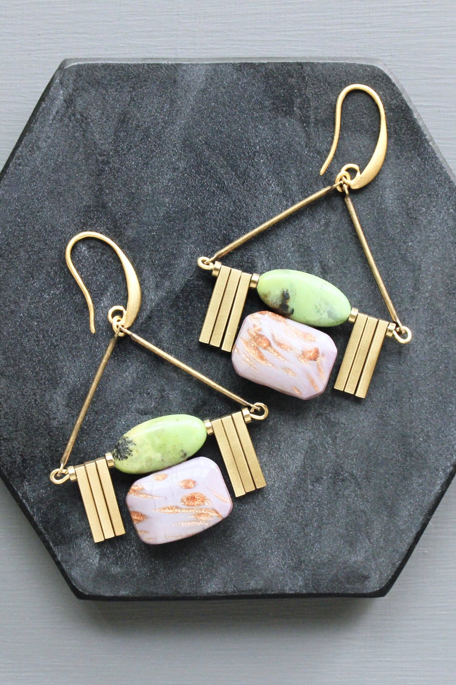 LEXE27 Vintage lavender ArtDeco earrings