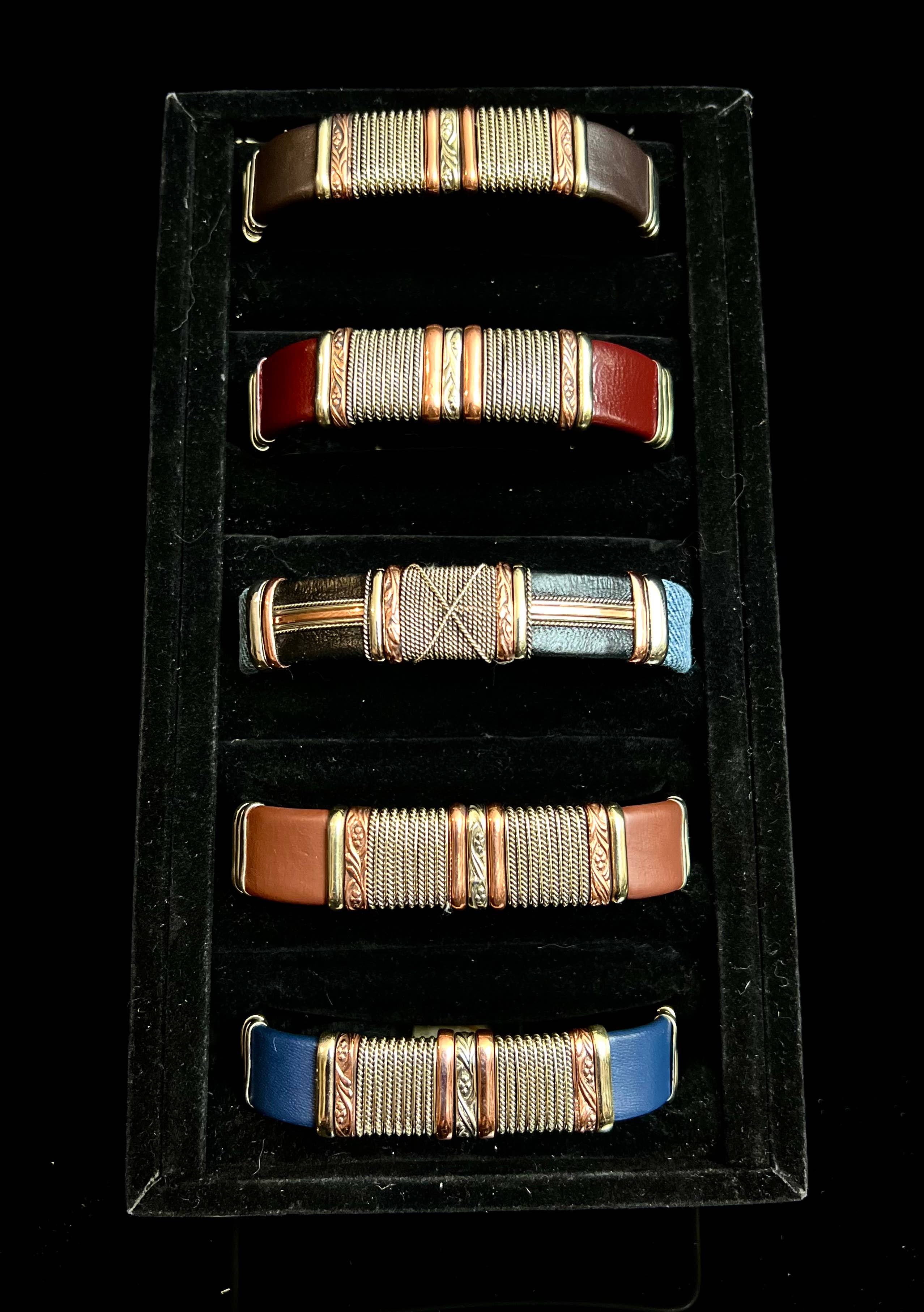 Mixed Large Leather Bracelets, Pack of 5