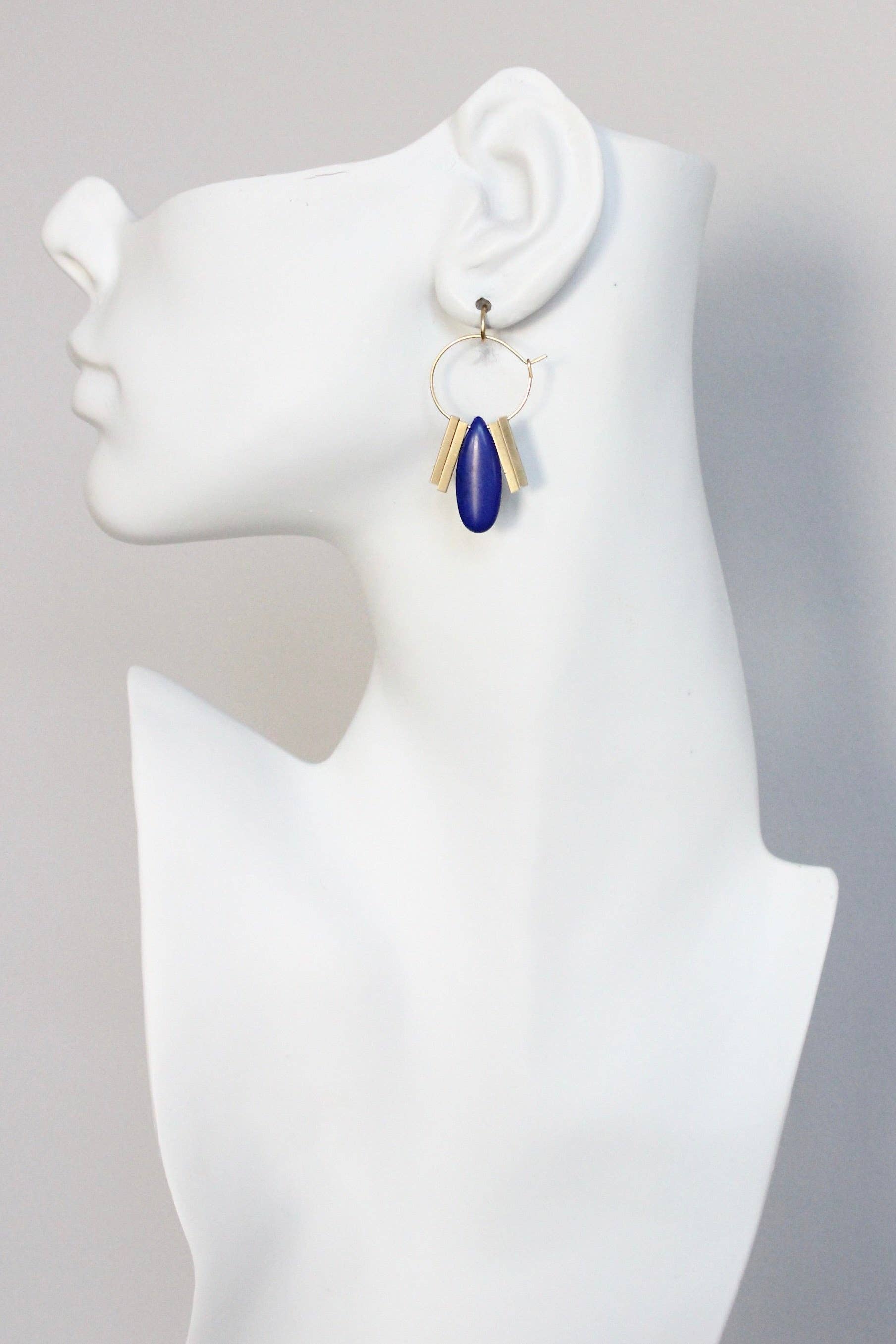 KYLE12 cobalt Artdeco hoop earrings