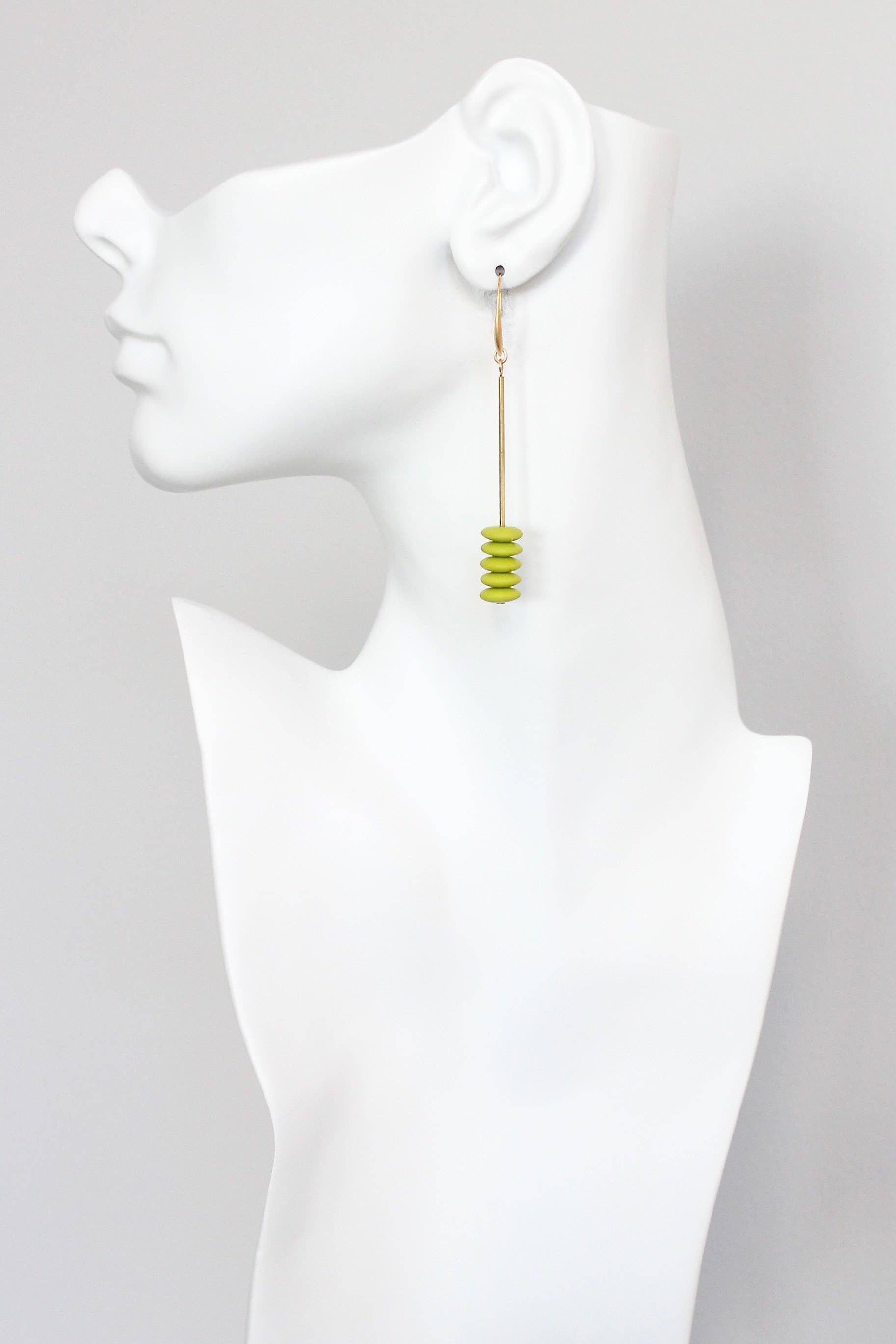KYLE57 chartreuse discs geometric earrings