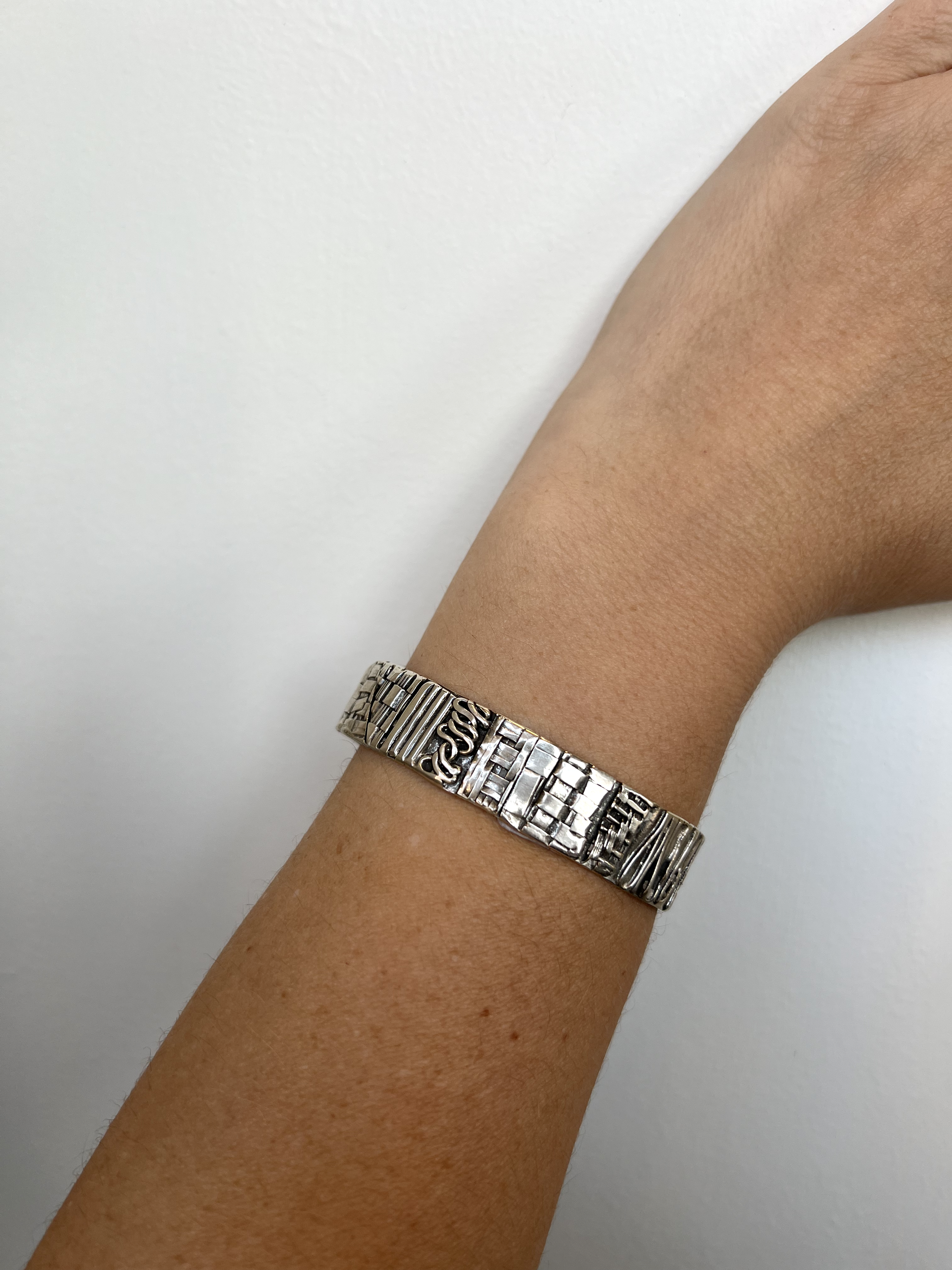 Sterling Silver Patchwork Cuff