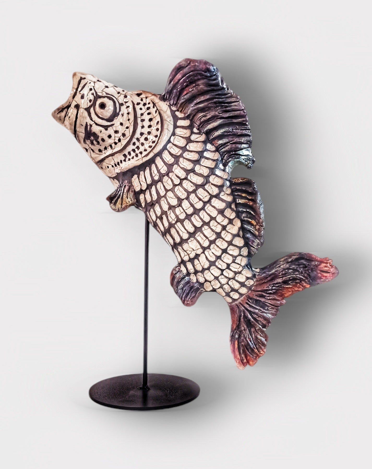 Large Rainbow Raku Fish