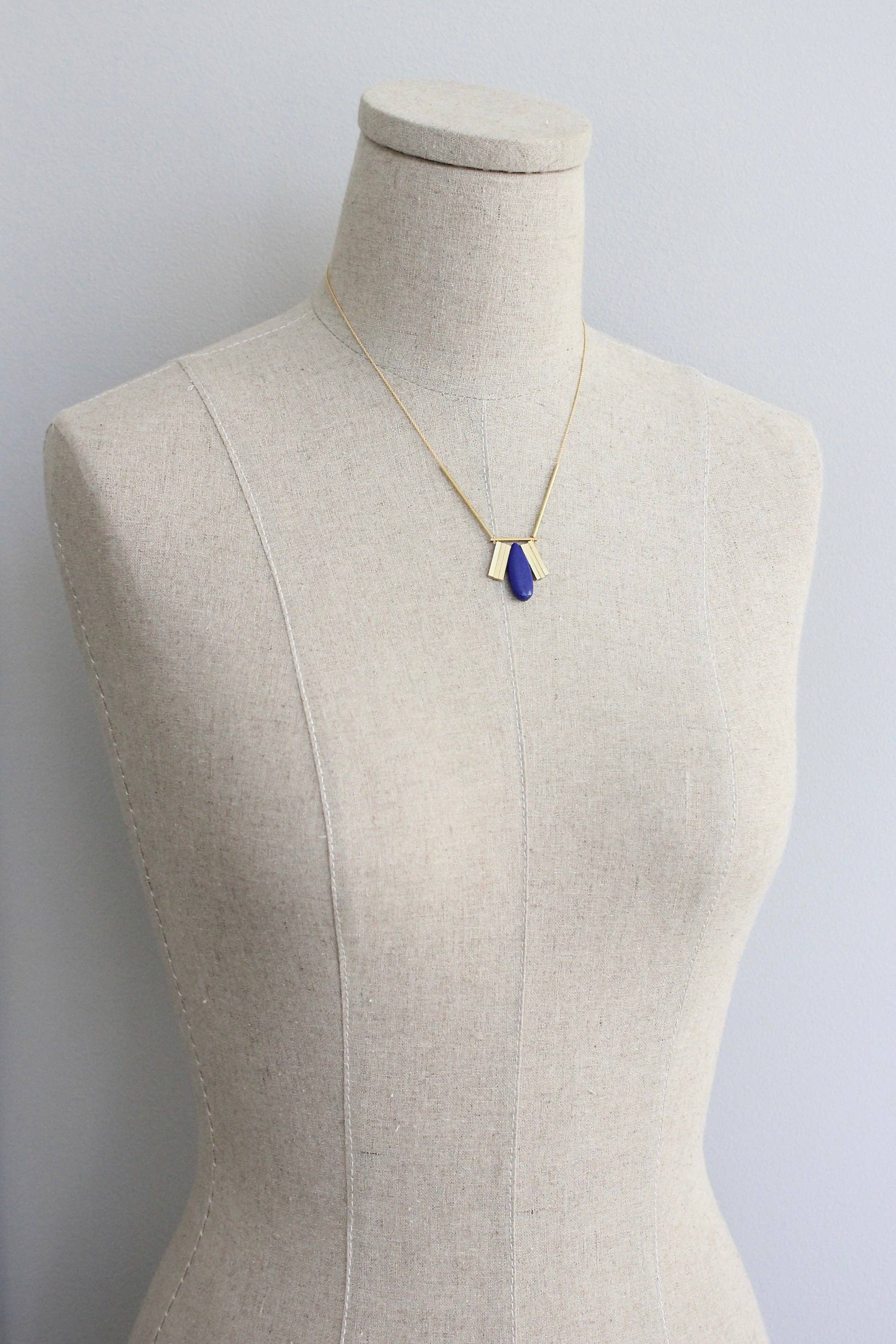 KYL717 Artdeco pendant lapis necklace