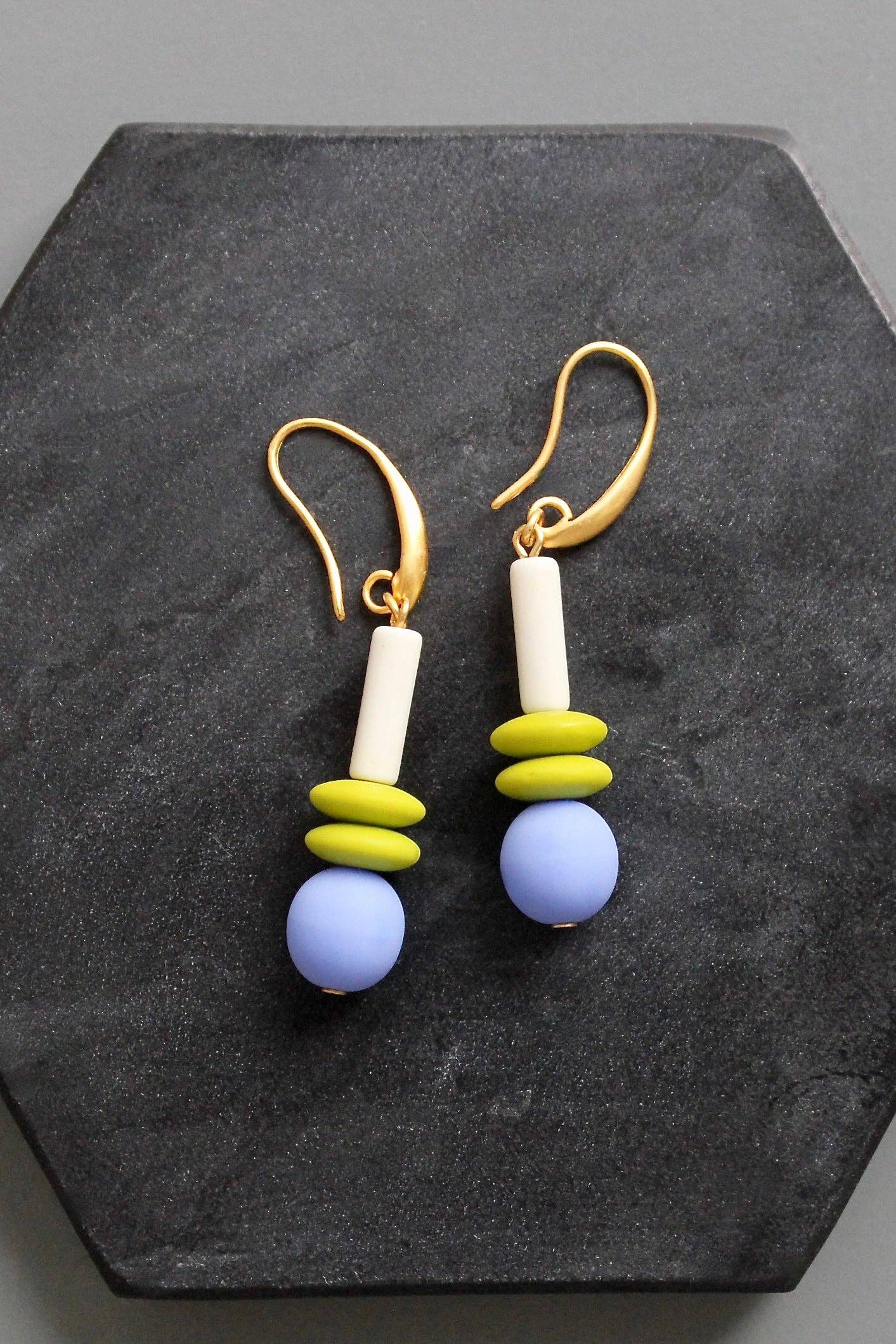 KYLE21 periwinkle and chartreuse earrings