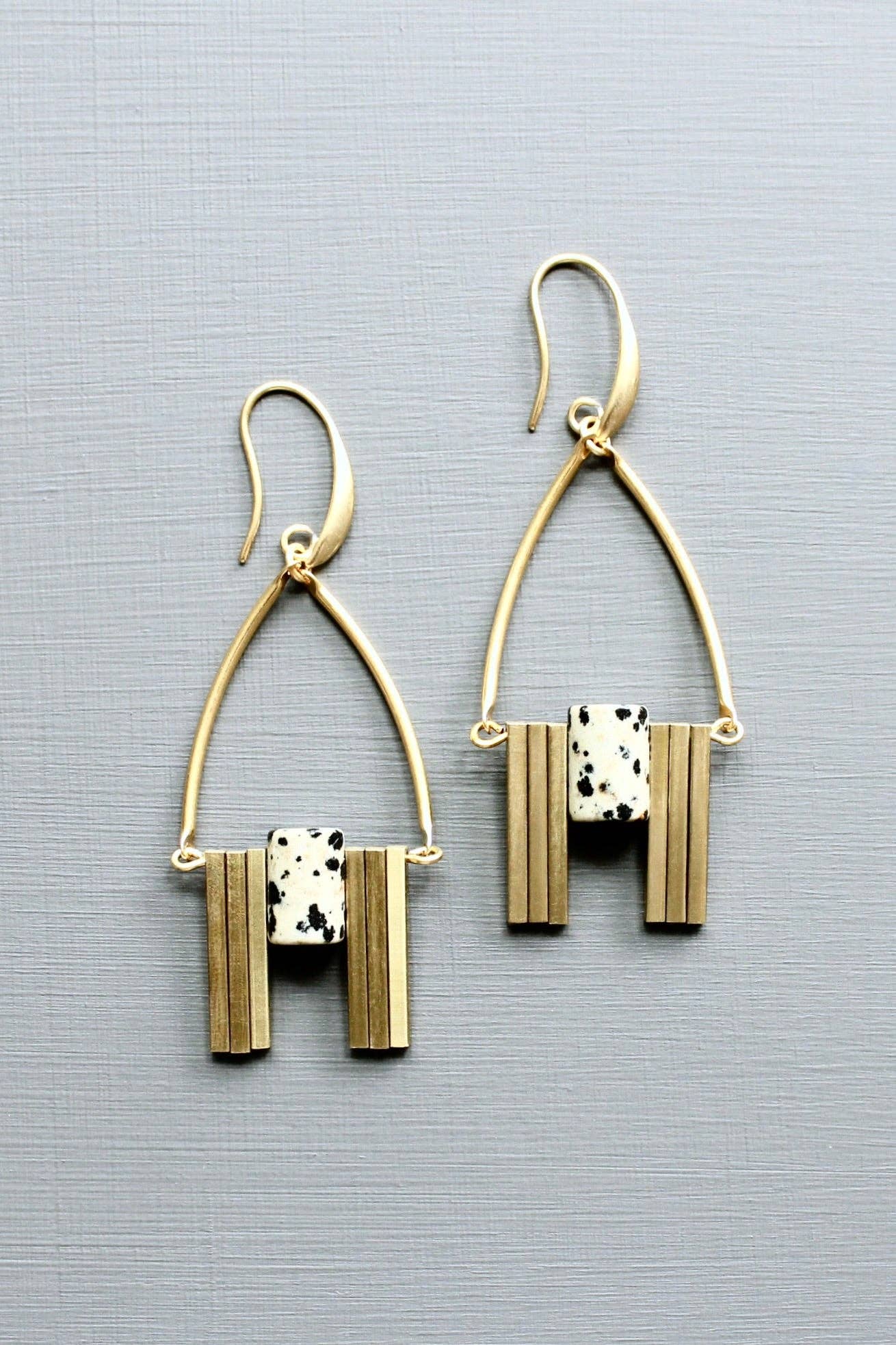 LEXE35 ArtDeco Dalmatian jasper earrings