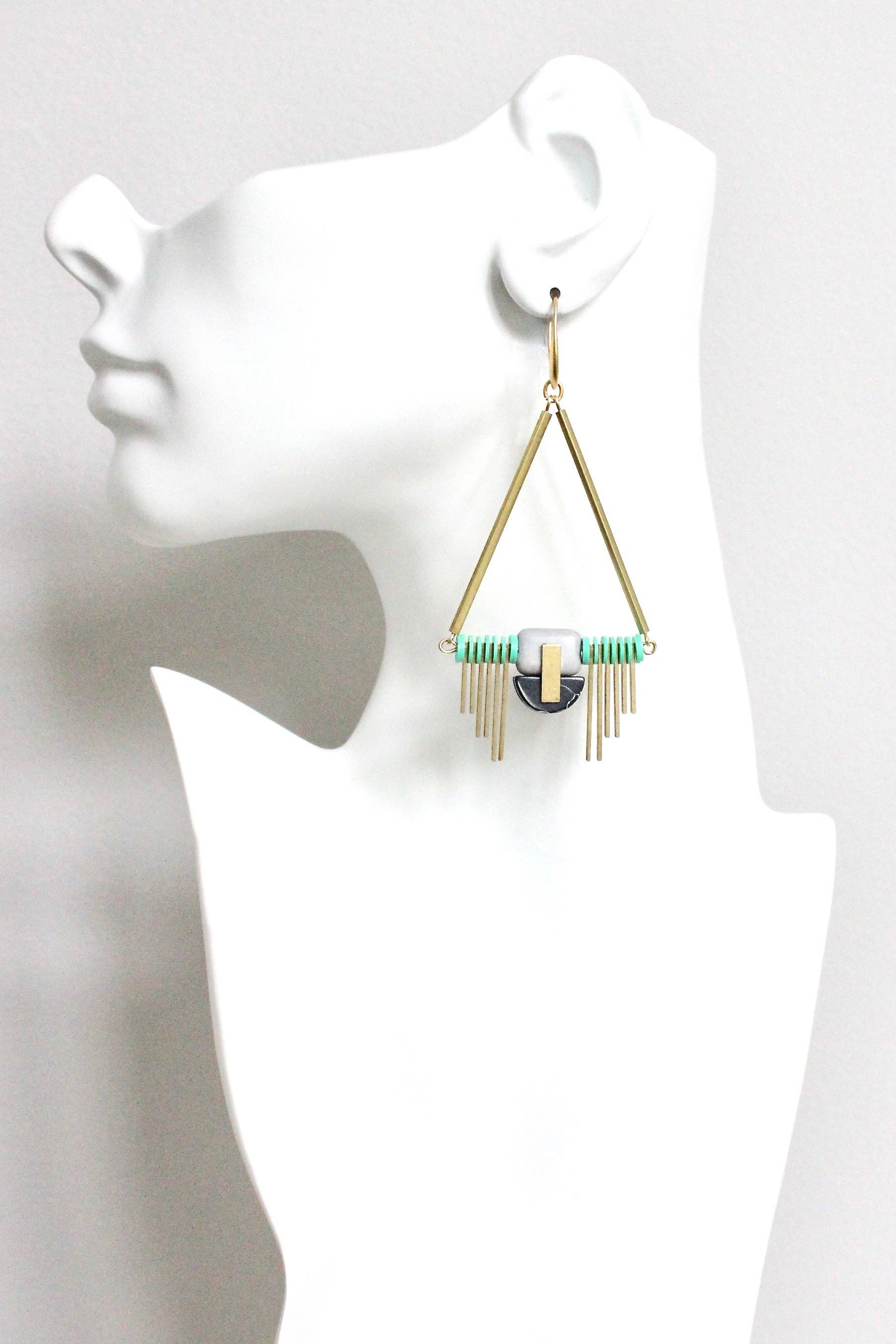 HYLE89 Mint and black Artdeco earrings