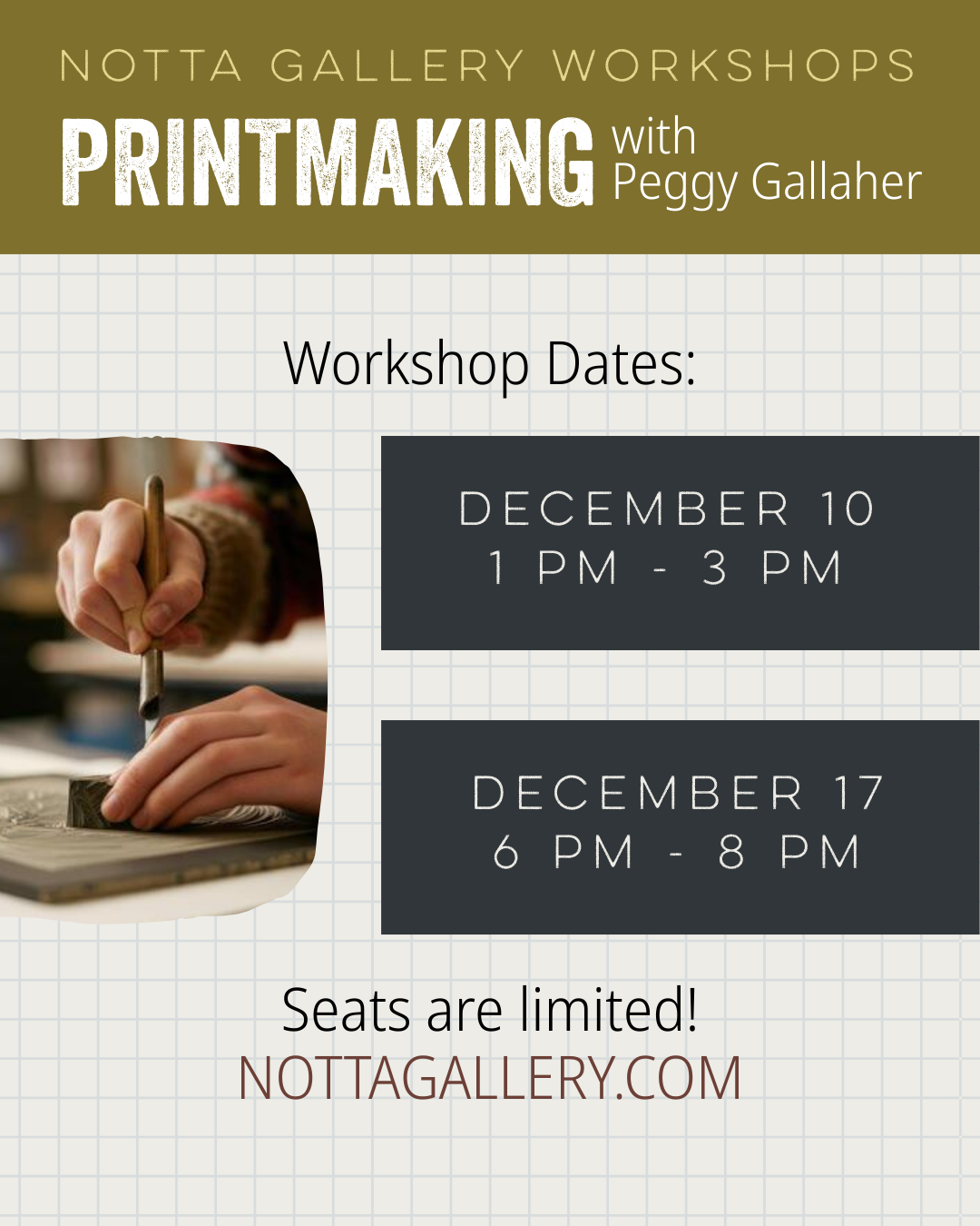 (Dec 10) Printmaking Workshop with Peggy Gallaher