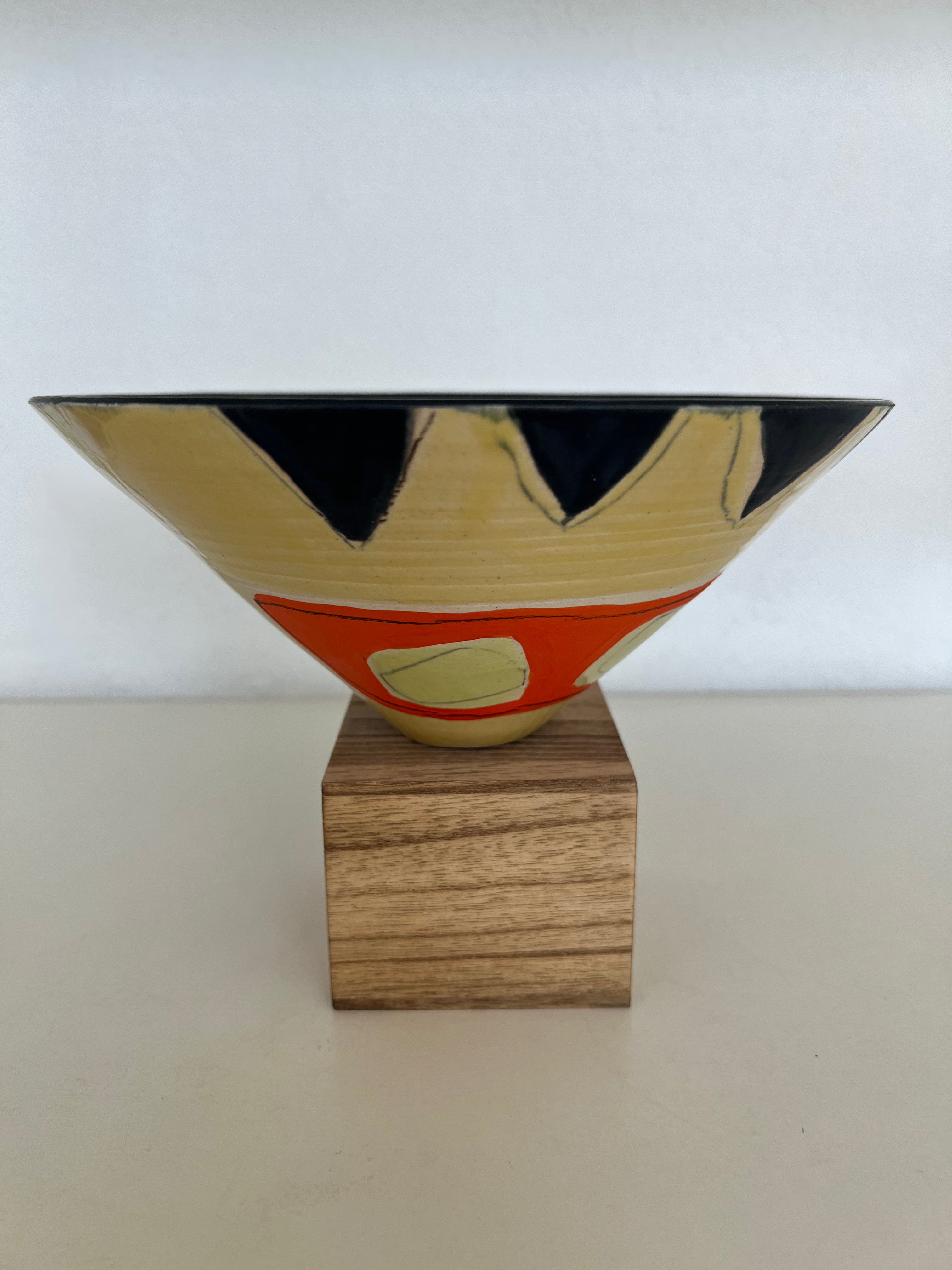 Yellow Black and Orange "V" Bowl